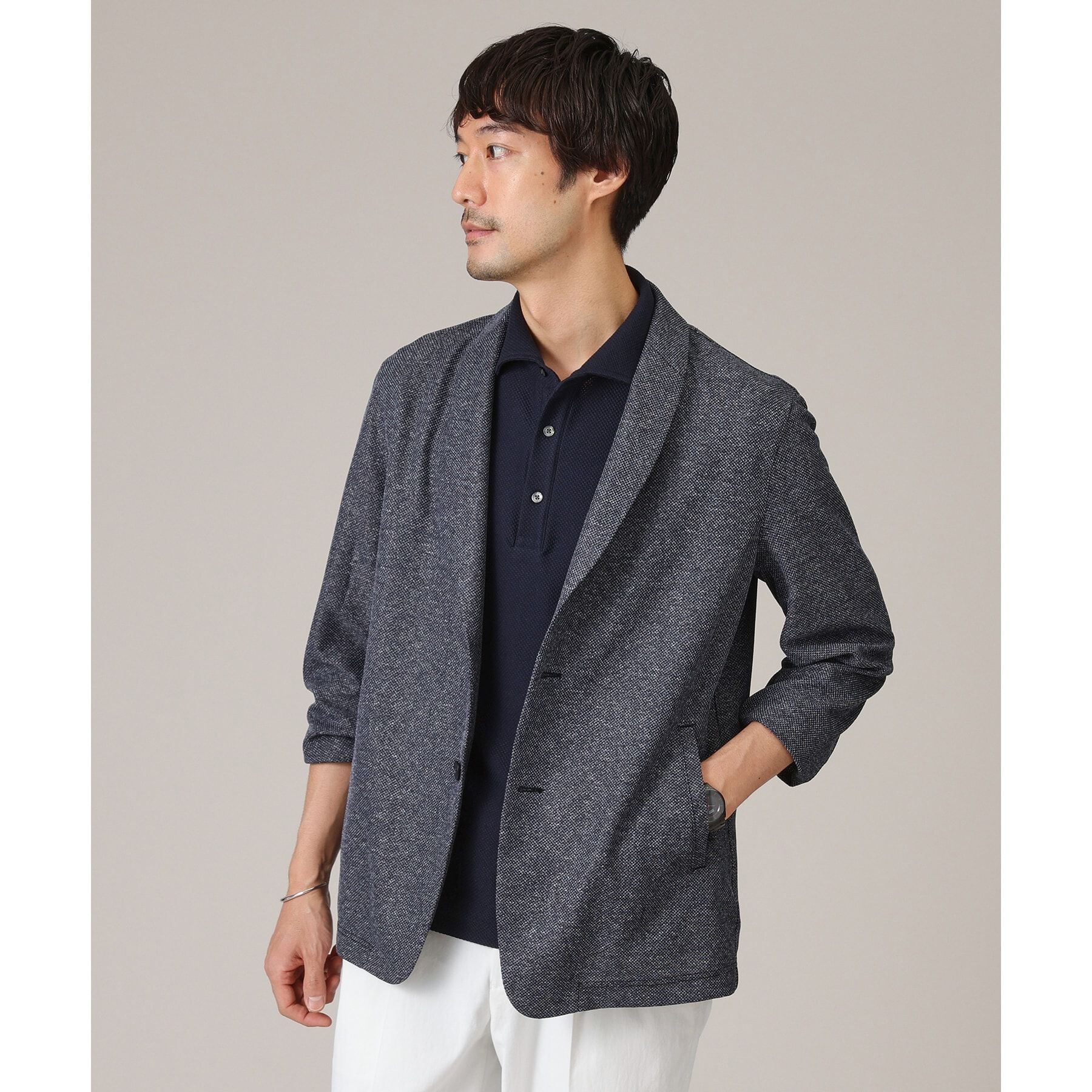 TAKEO KIKUCHI「【抗菌防臭/尾州織】ドビーメッシュ ショールカラー カーディガン」|カーディガン|