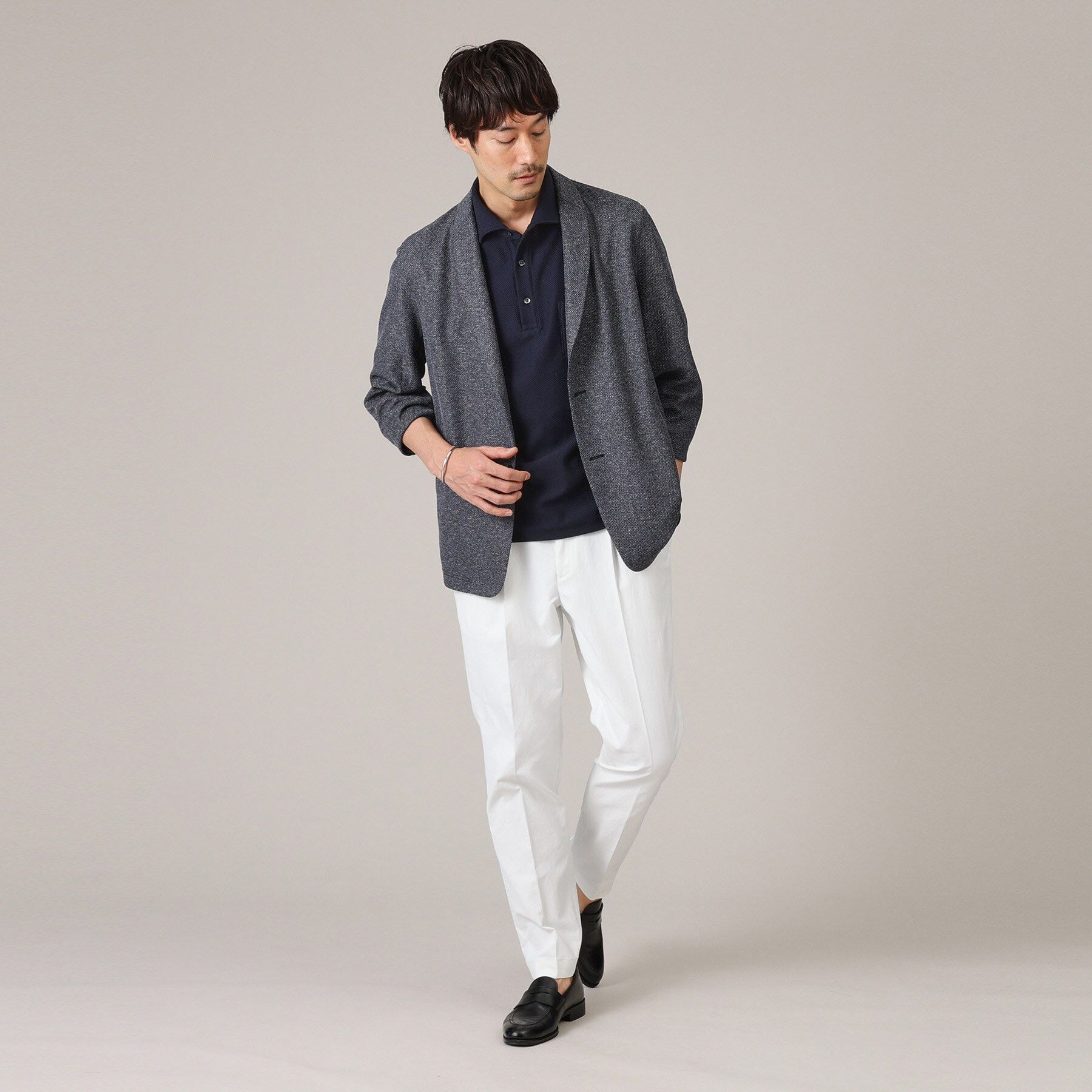 TAKEO KIKUCHI「【抗菌防臭/尾州織】ドビーメッシュ ショールカラー カーディガン」|カーディガン|