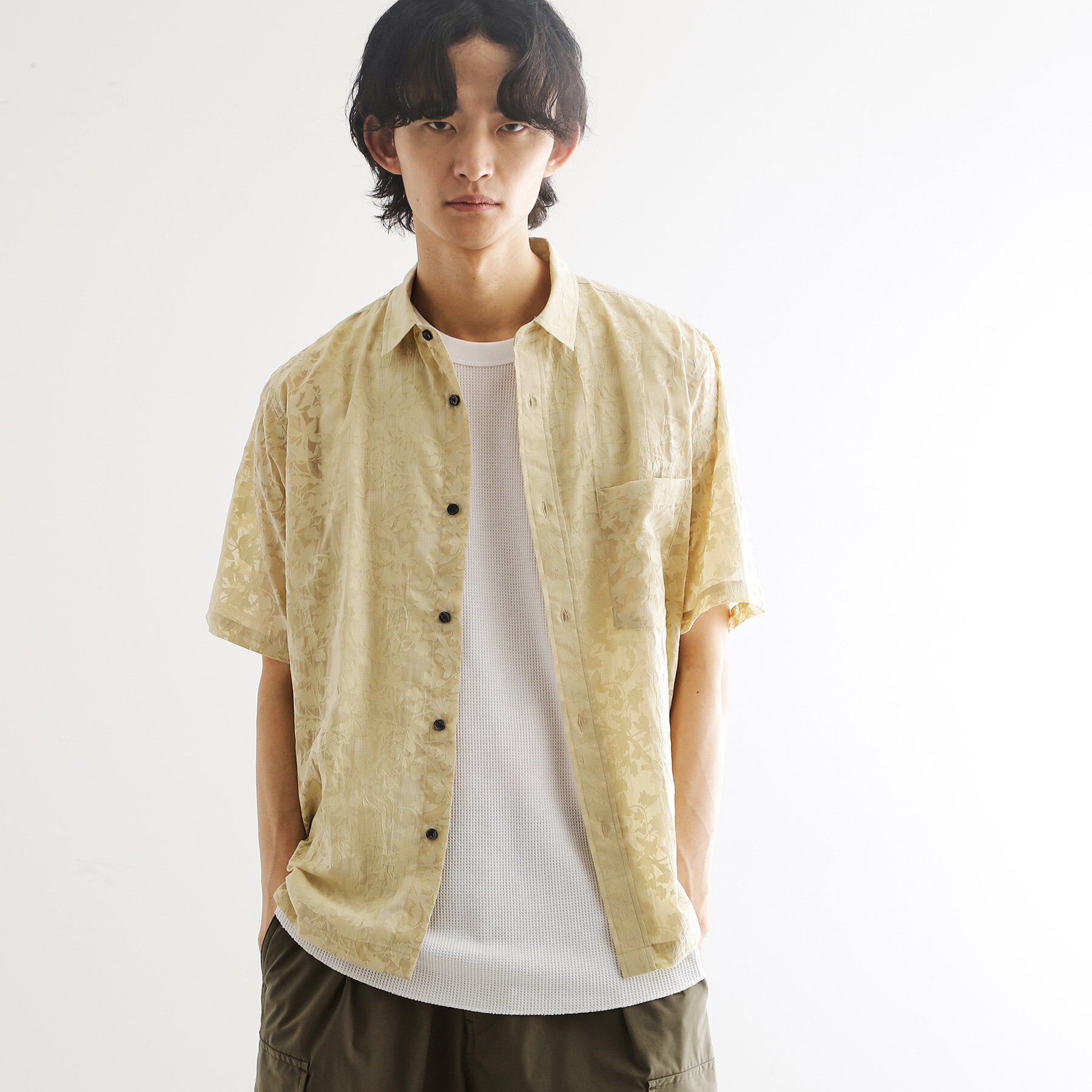 tk.TAKEO KIKUCHI「オパールプリントシャツ」|シャツ・ブラウス|ベージュ(052)