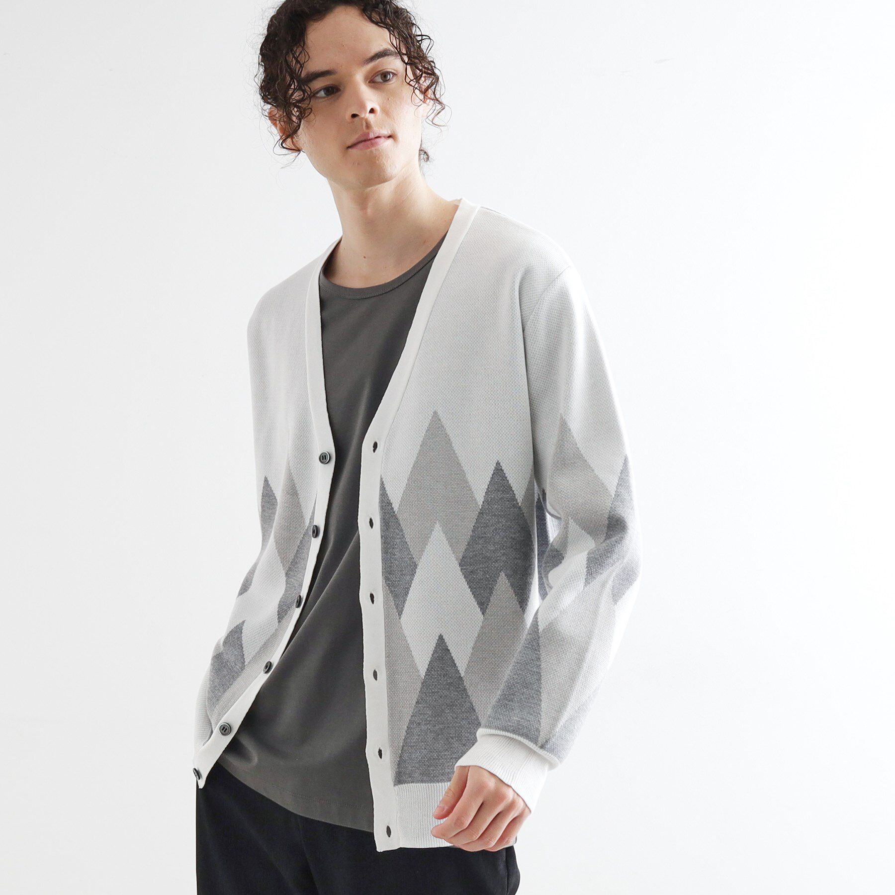 tk.TAKEO KIKUCHI「アーガイルカーディガン」|カーディガン|アイボリー(004)