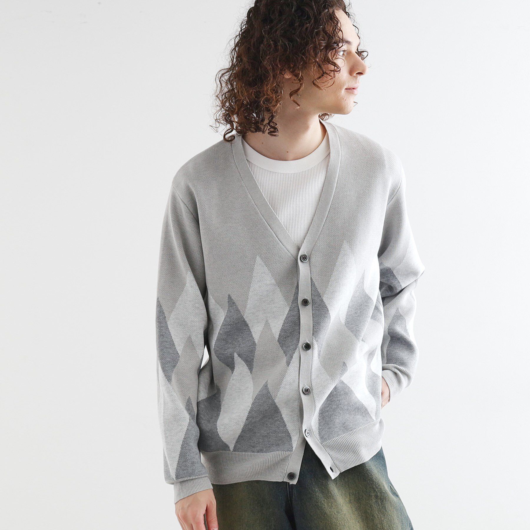 tk.TAKEO KIKUCHI「アーガイルカーディガン」|カーディガン|グレー(012)