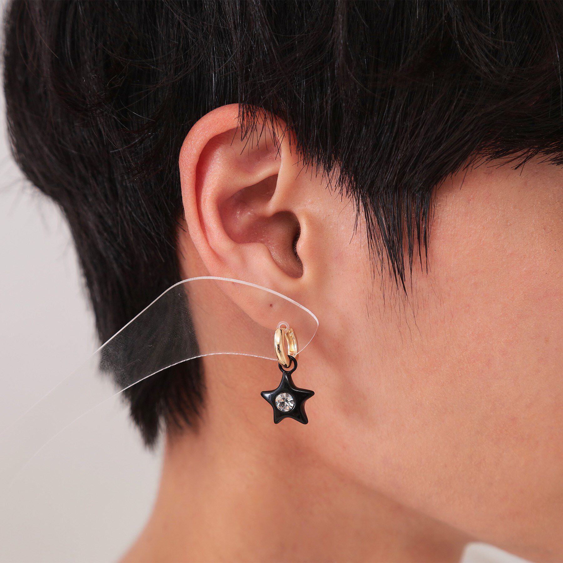 OPAQUE.CLIP「ブラック&times;ビジュー モチーフピアス」|ピアス|