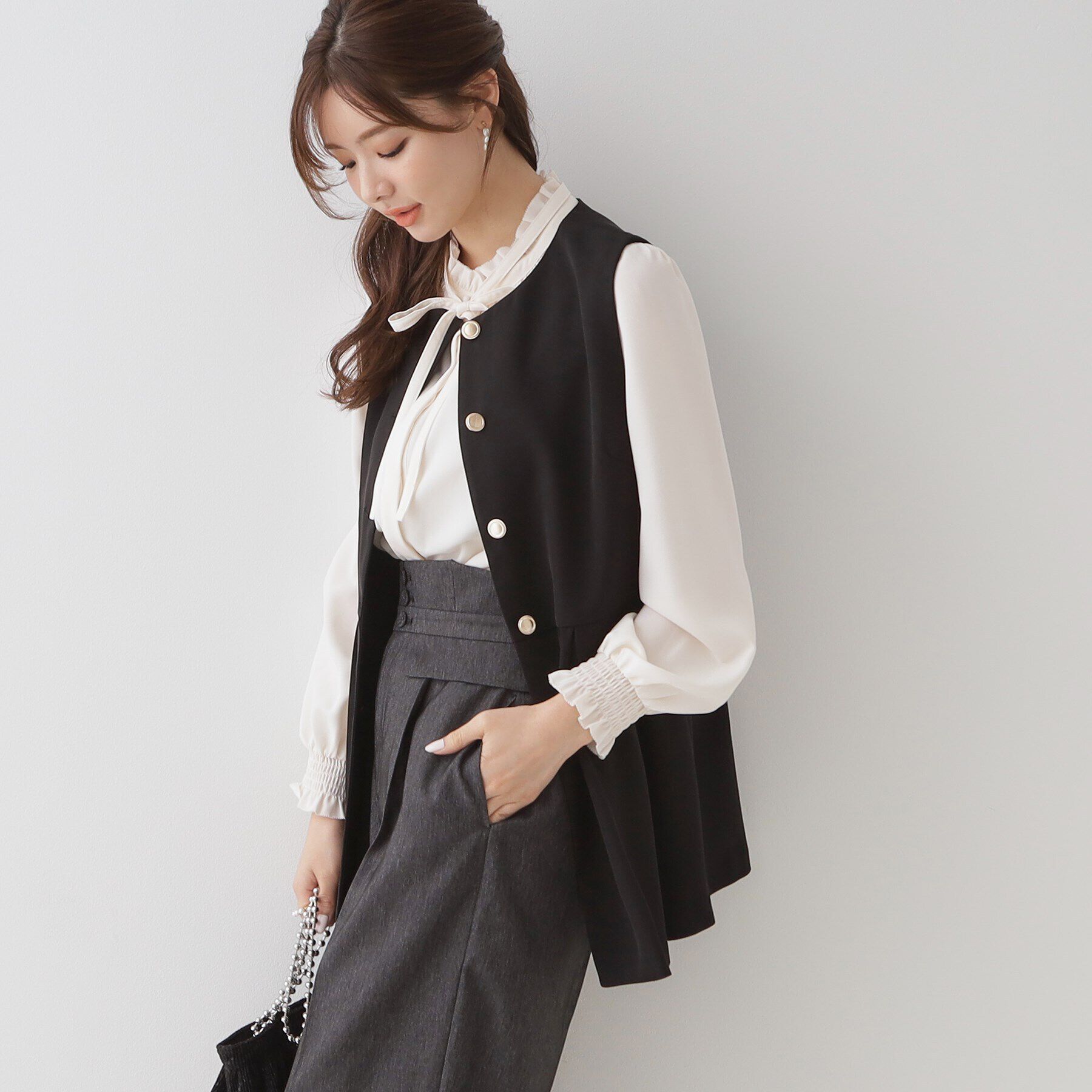 Couture broach「【大人フェミニン・体型カバー】ペプラムジレ」|ベスト・ジレ|
