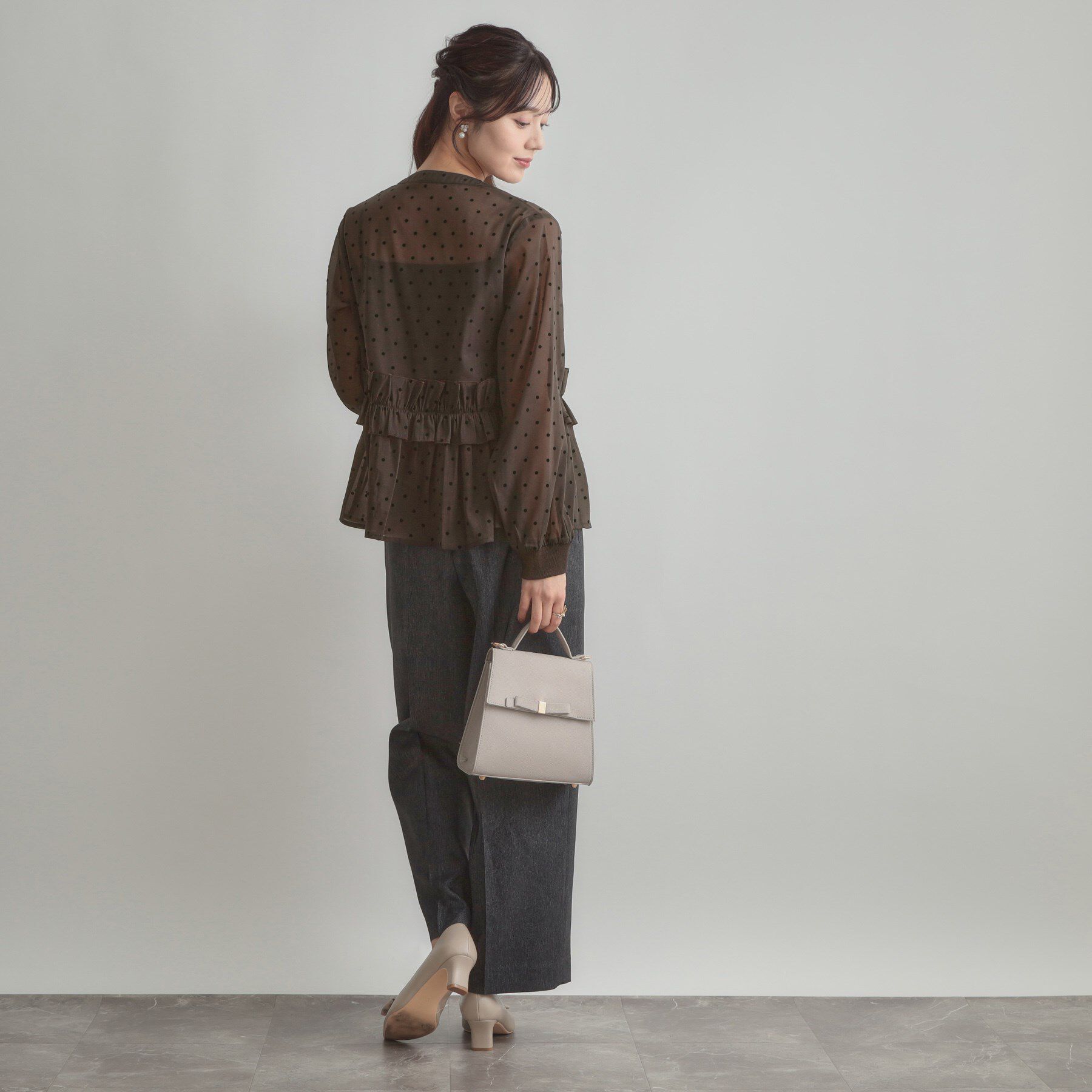 Couture broach「フロッキードットペプラムブラウス」|シャツ・ブラウス|