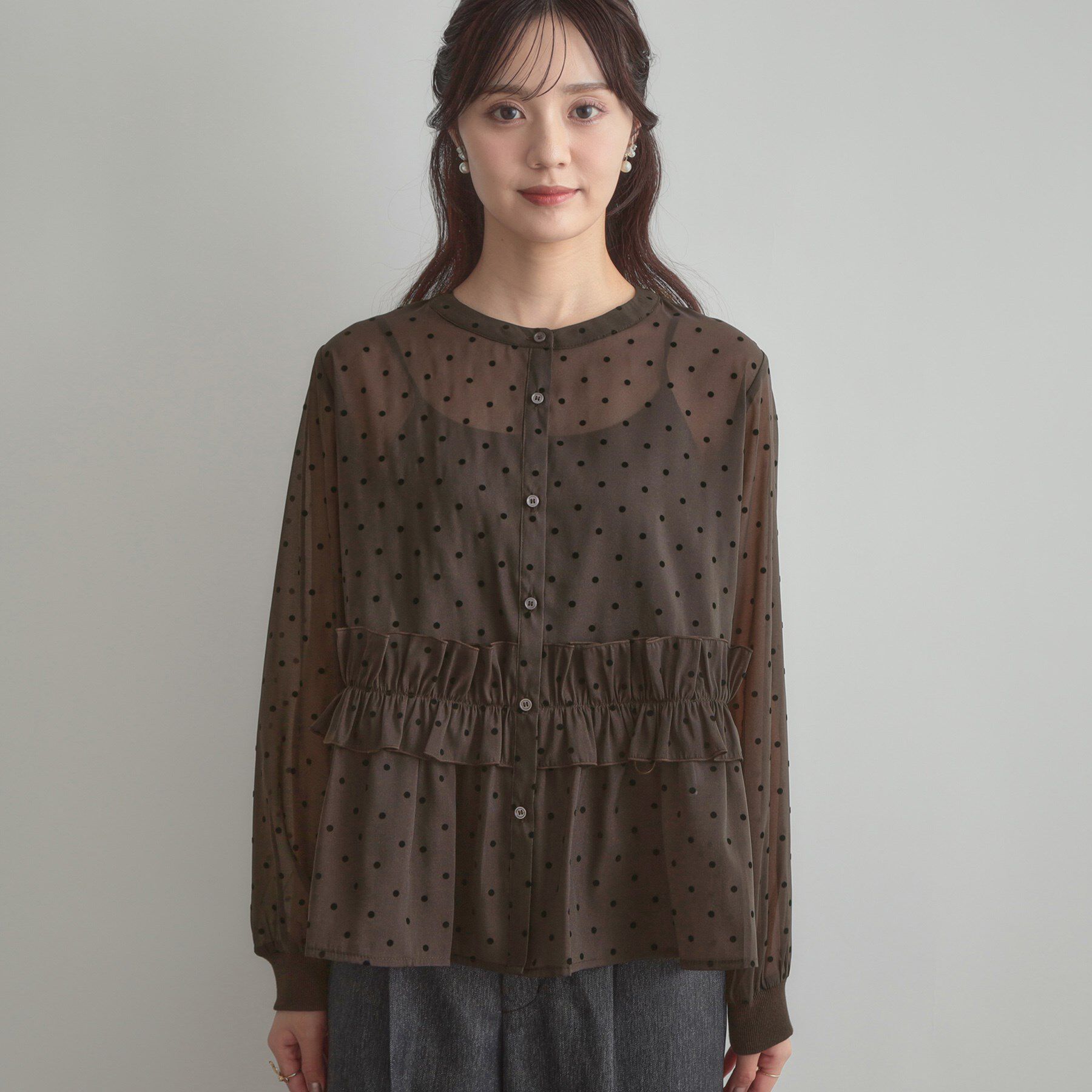 Couture broach「フロッキードットペプラムブラウス」|シャツ・ブラウス|