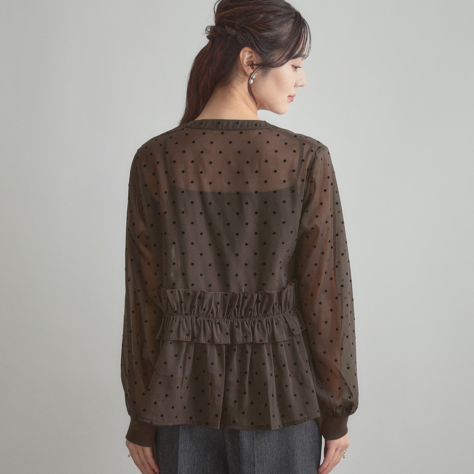 Couture broach「フロッキードットペプラムブラウス」|シャツ・ブラウス|