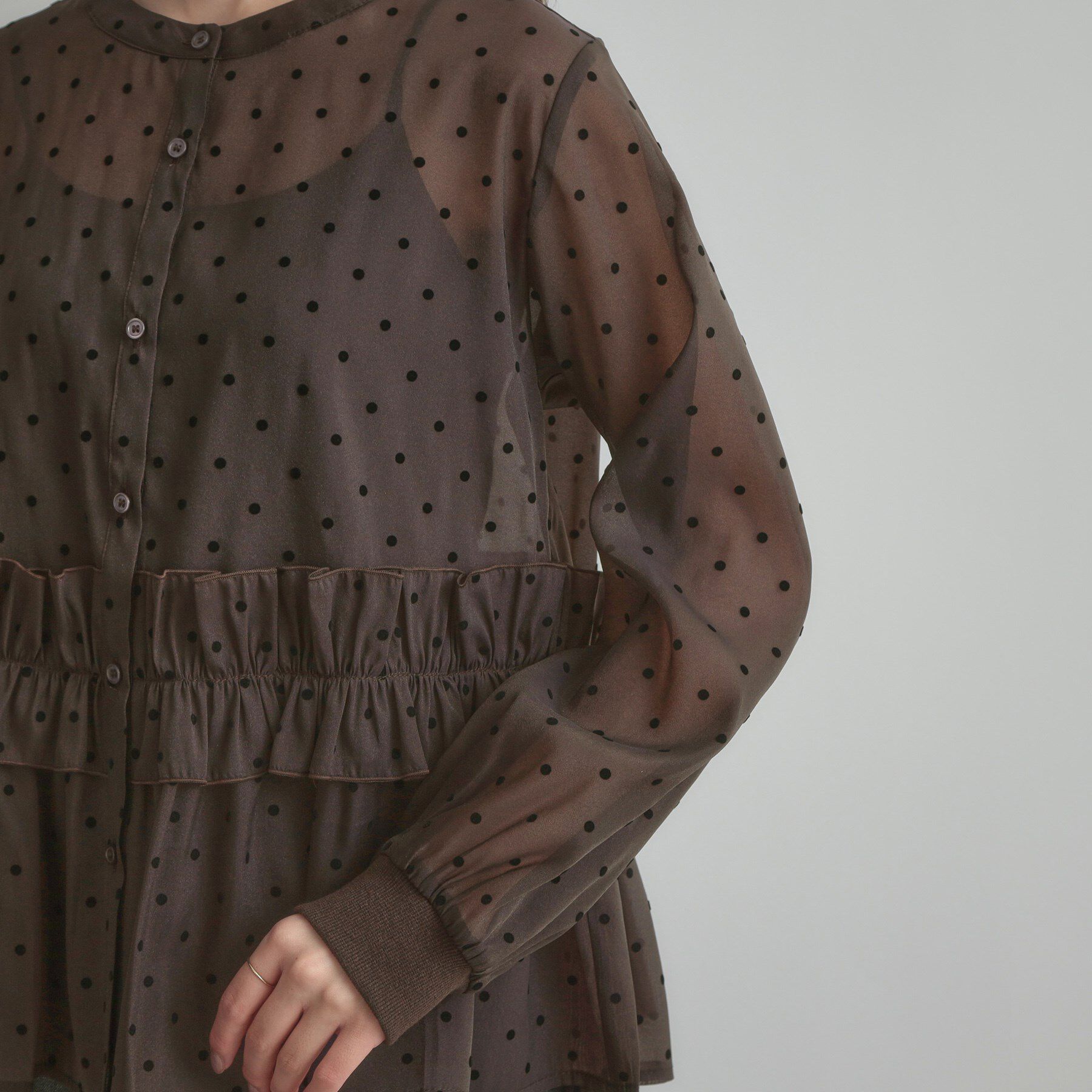 Couture broach「フロッキードットペプラムブラウス」|シャツ・ブラウス|