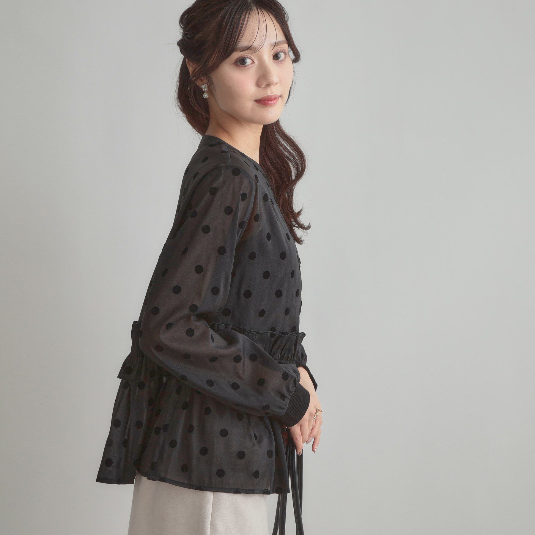 Couture broach「フロッキードットペプラムブラウス」|シャツ・ブラウス|