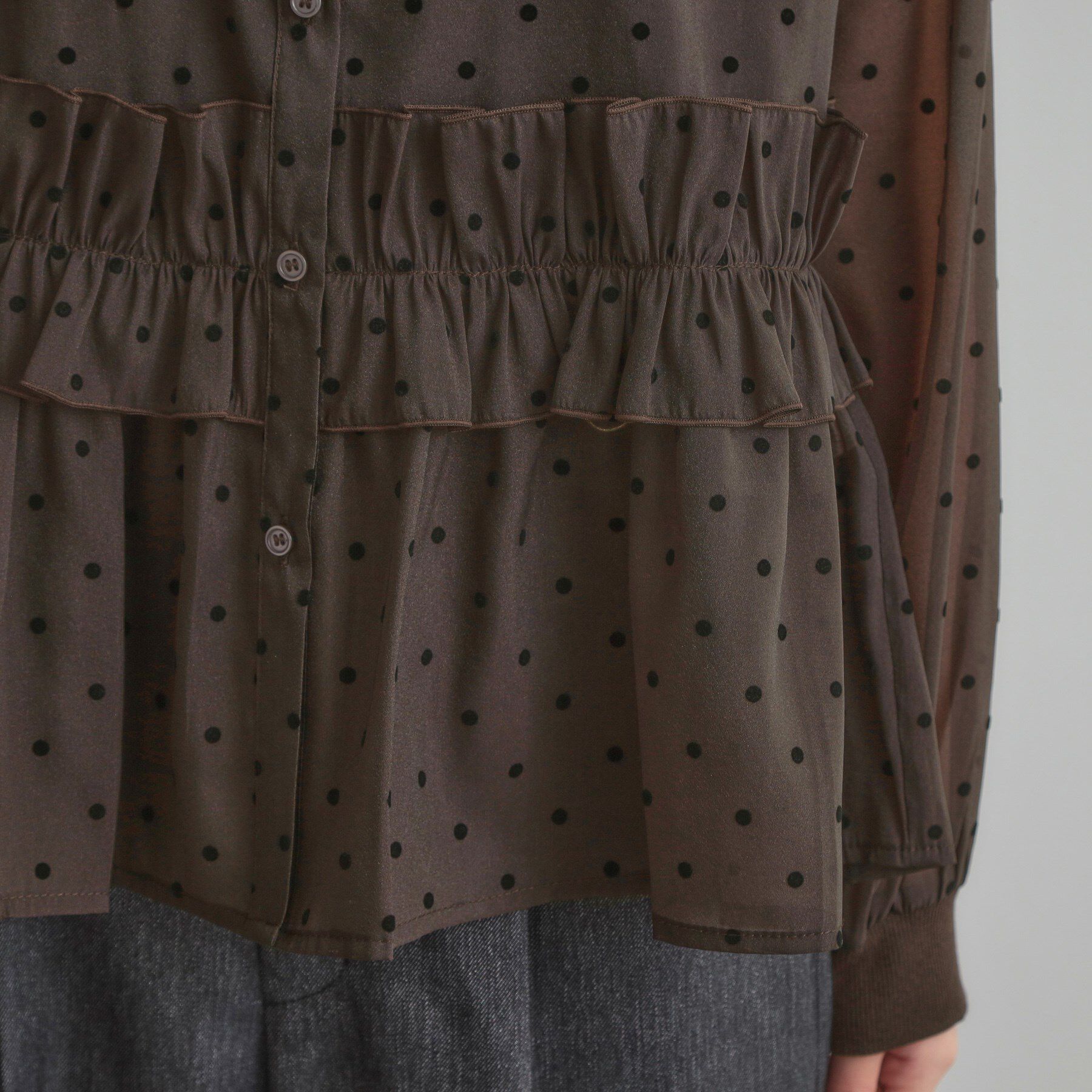 Couture broach「フロッキードットペプラムブラウス」|シャツ・ブラウス|