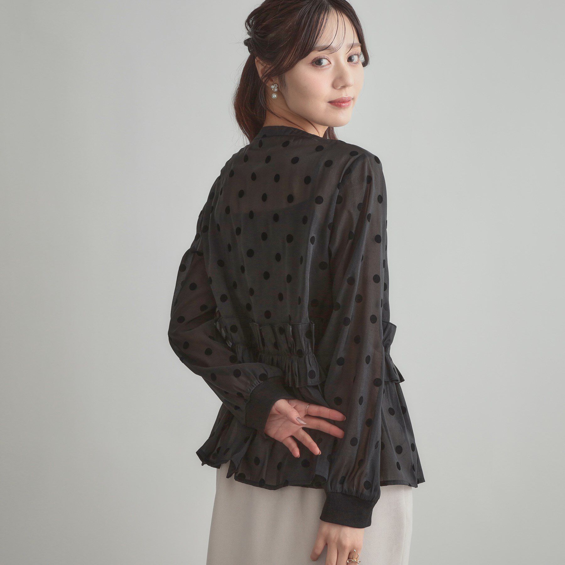 Couture broach「フロッキードットペプラムブラウス」|シャツ・ブラウス|