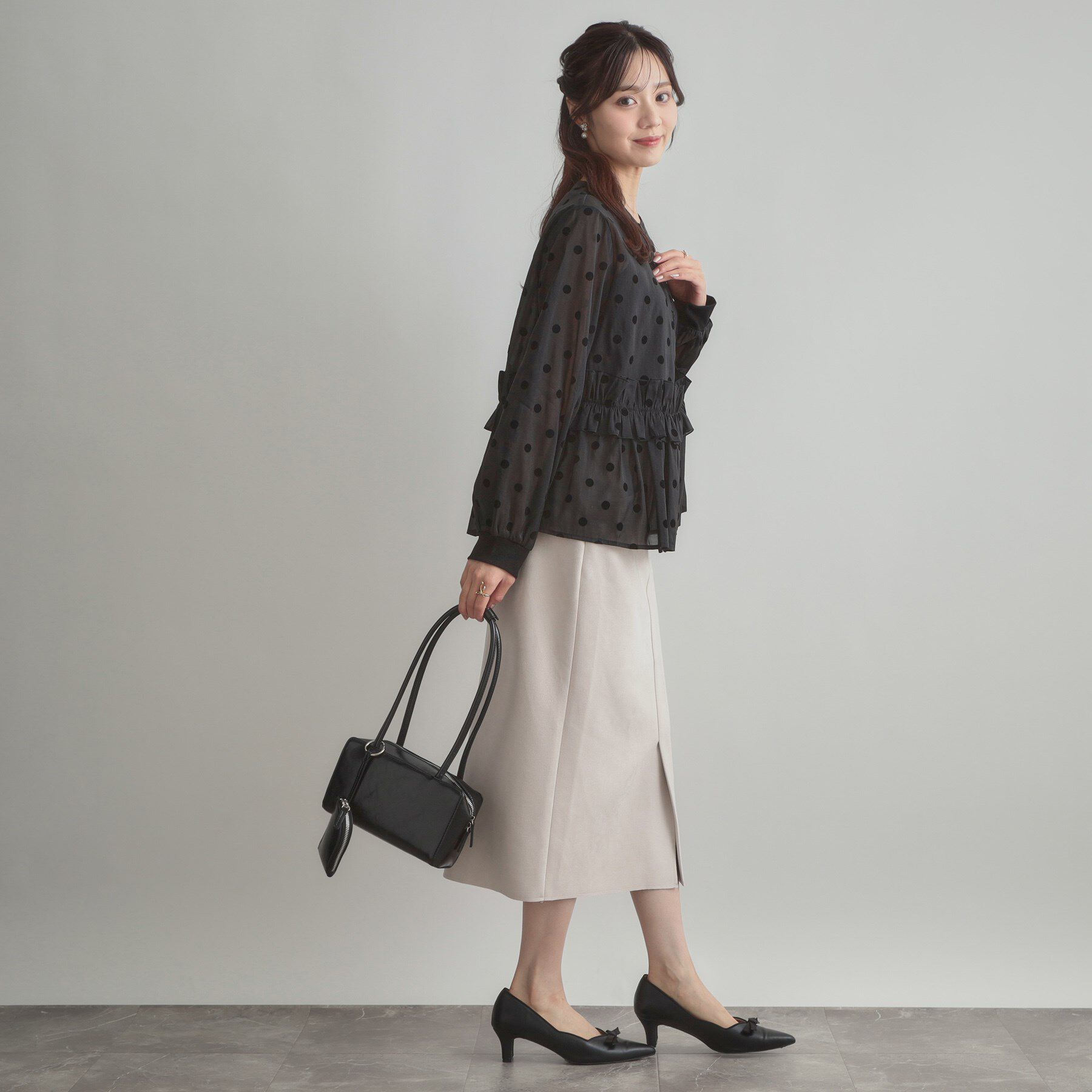 Couture broach「フロッキードットペプラムブラウス」|シャツ・ブラウス|