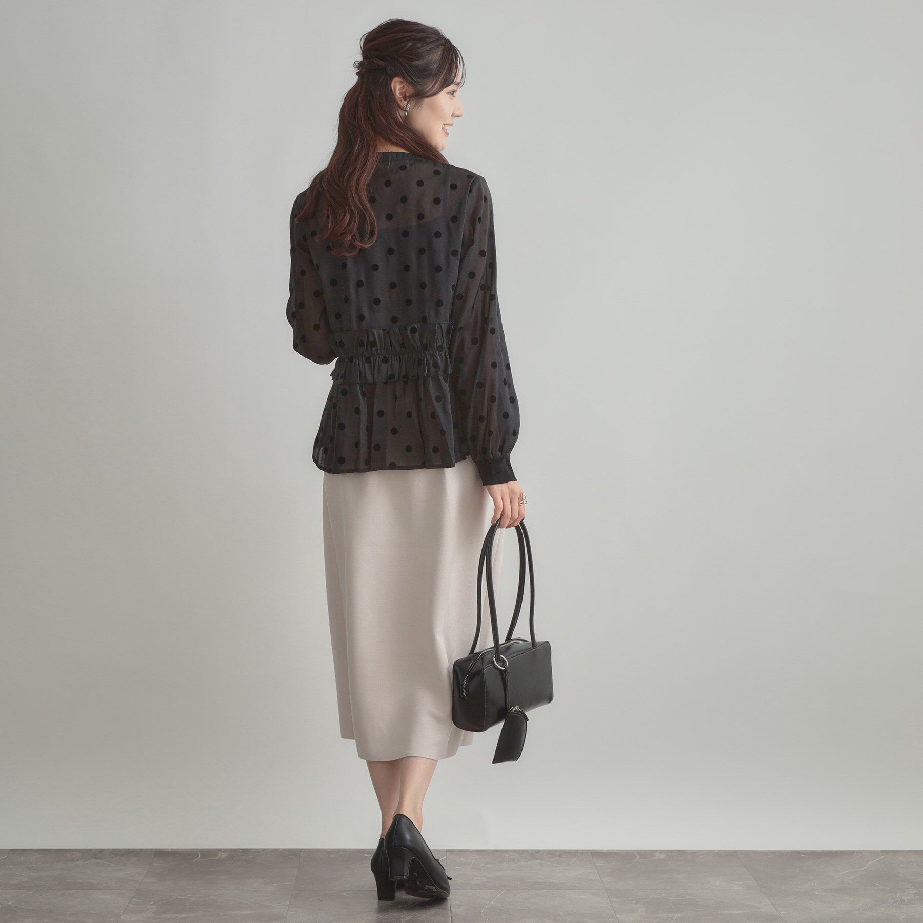 Couture broach「フロッキードットペプラムブラウス」|シャツ・ブラウス|