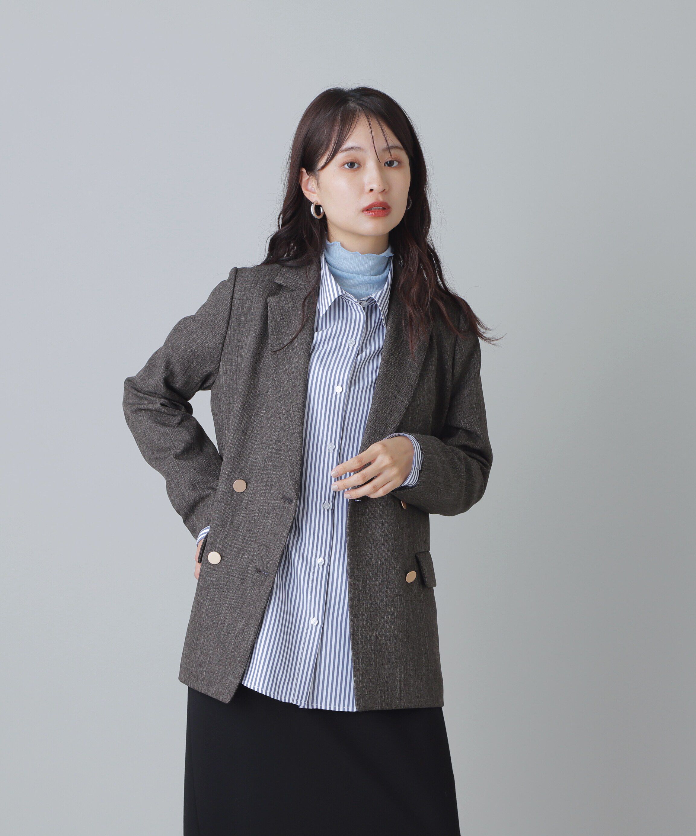  「ダブルブレストテーラードジャケット《S Size Line》  」|その他|ブラウン2