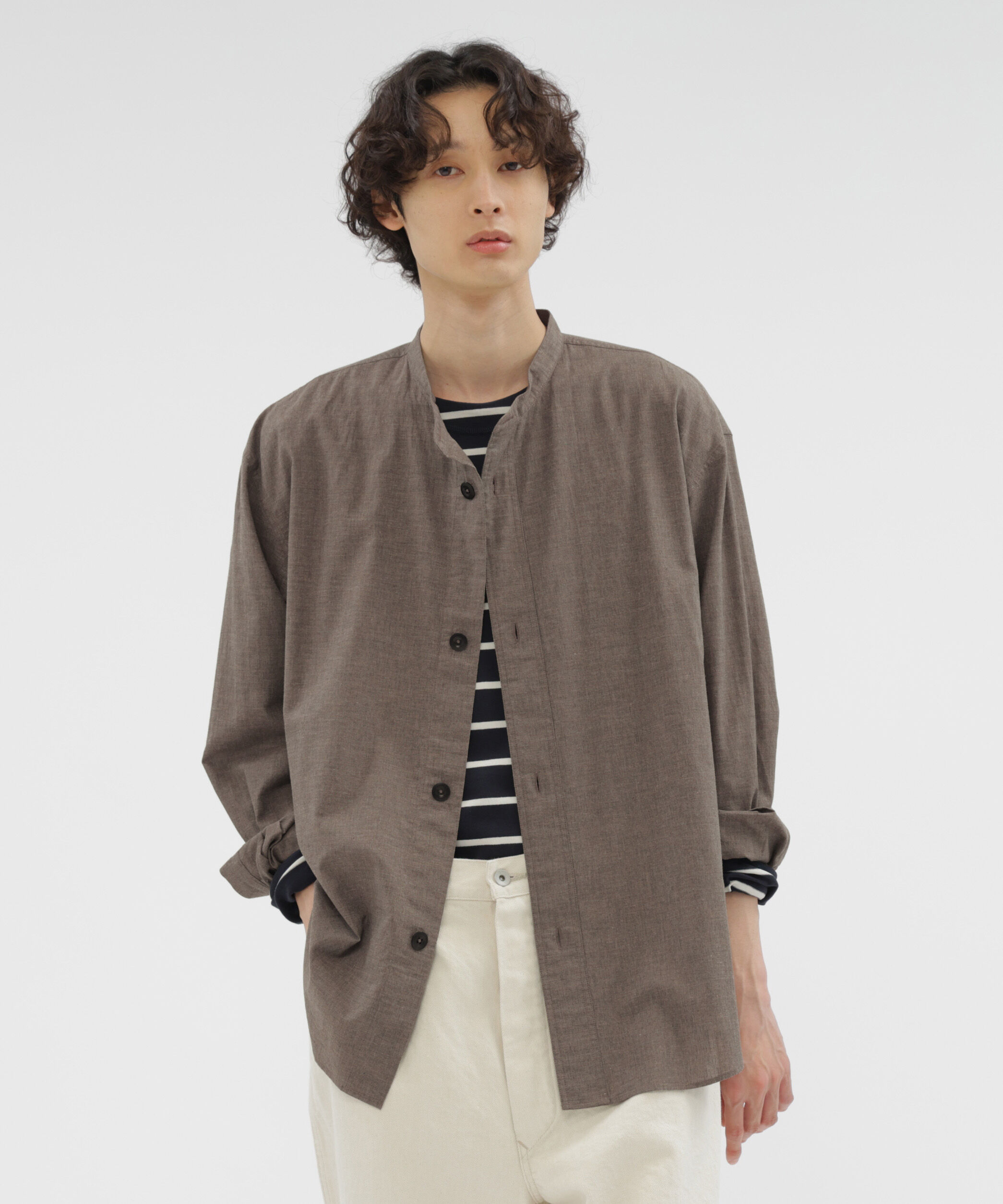 MHL.「TOP DYED COTTON POPLIN SHIRT」|シャツ・ブラウス|BROWN