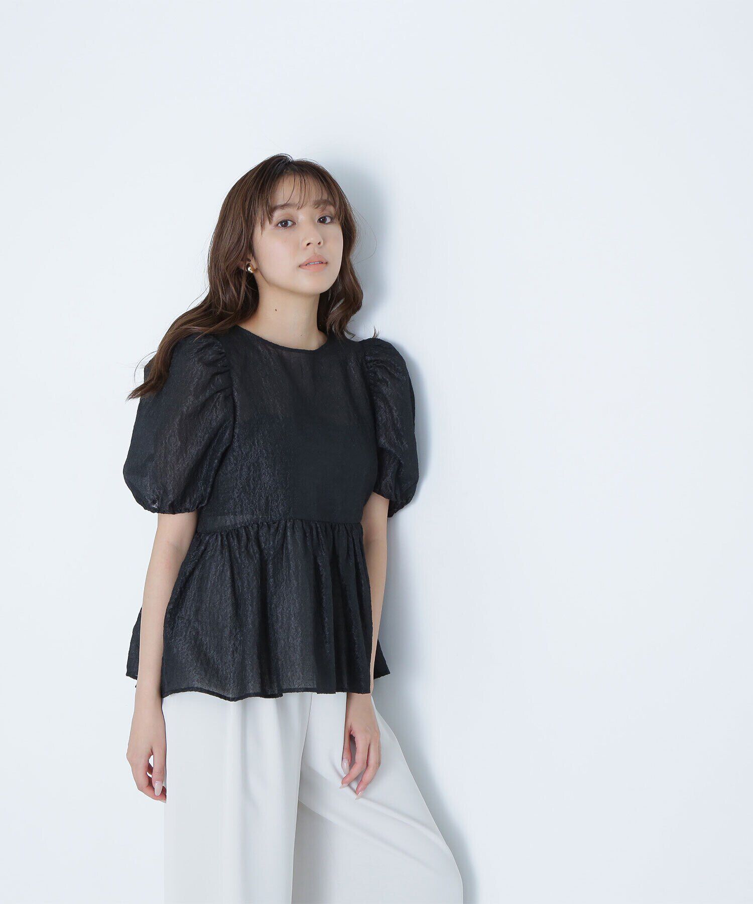  「シアージャガードペプラムブラウス」|シャツ・ブラウス|