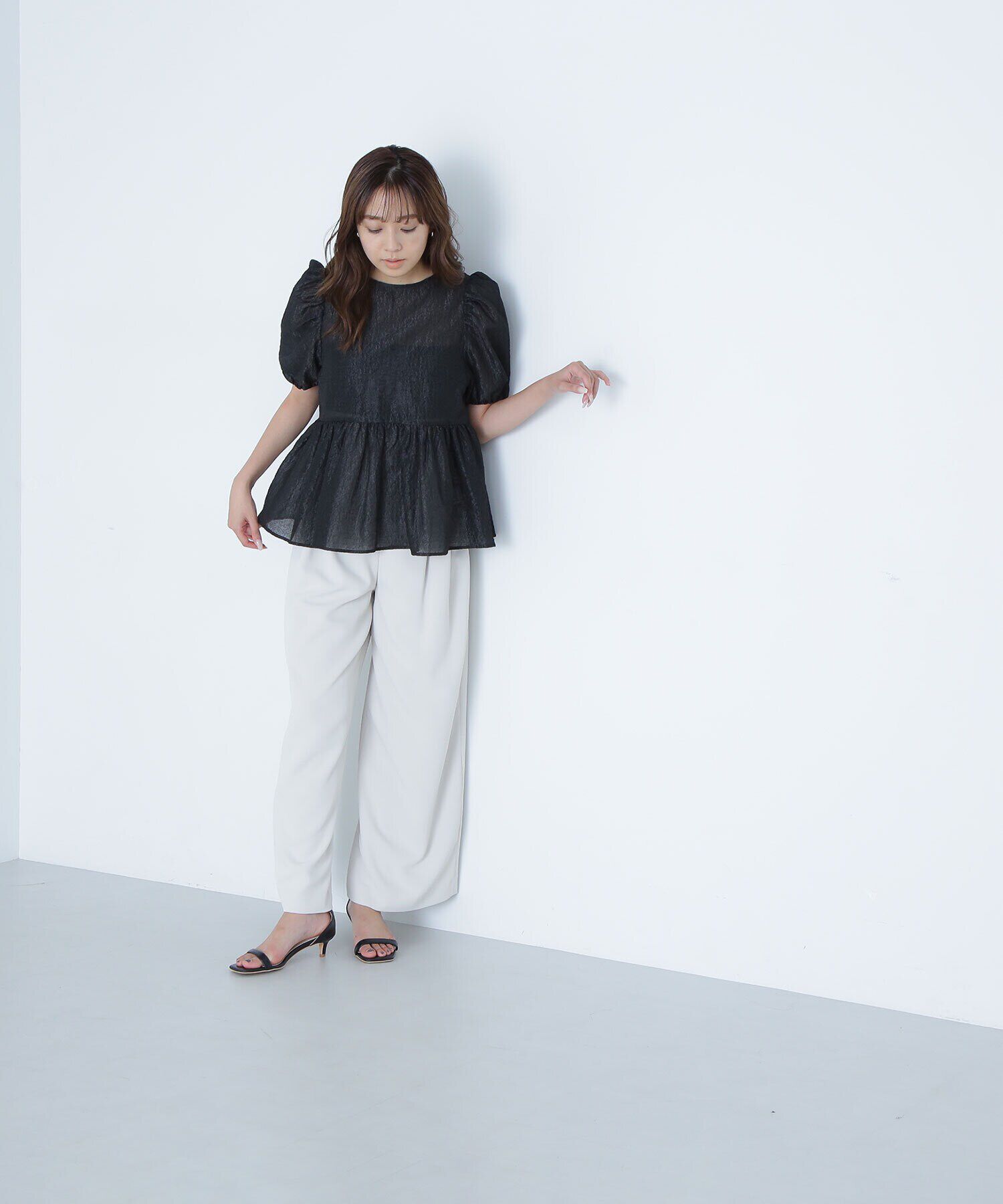  「シアージャガードペプラムブラウス」|シャツ・ブラウス|