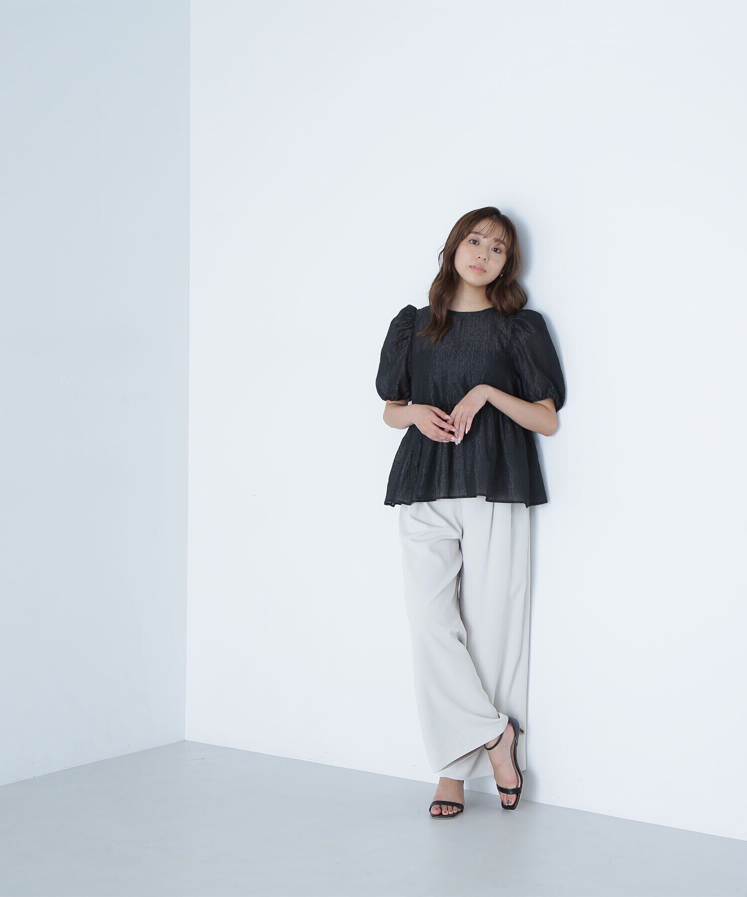  「シアージャガードペプラムブラウス」|シャツ・ブラウス|