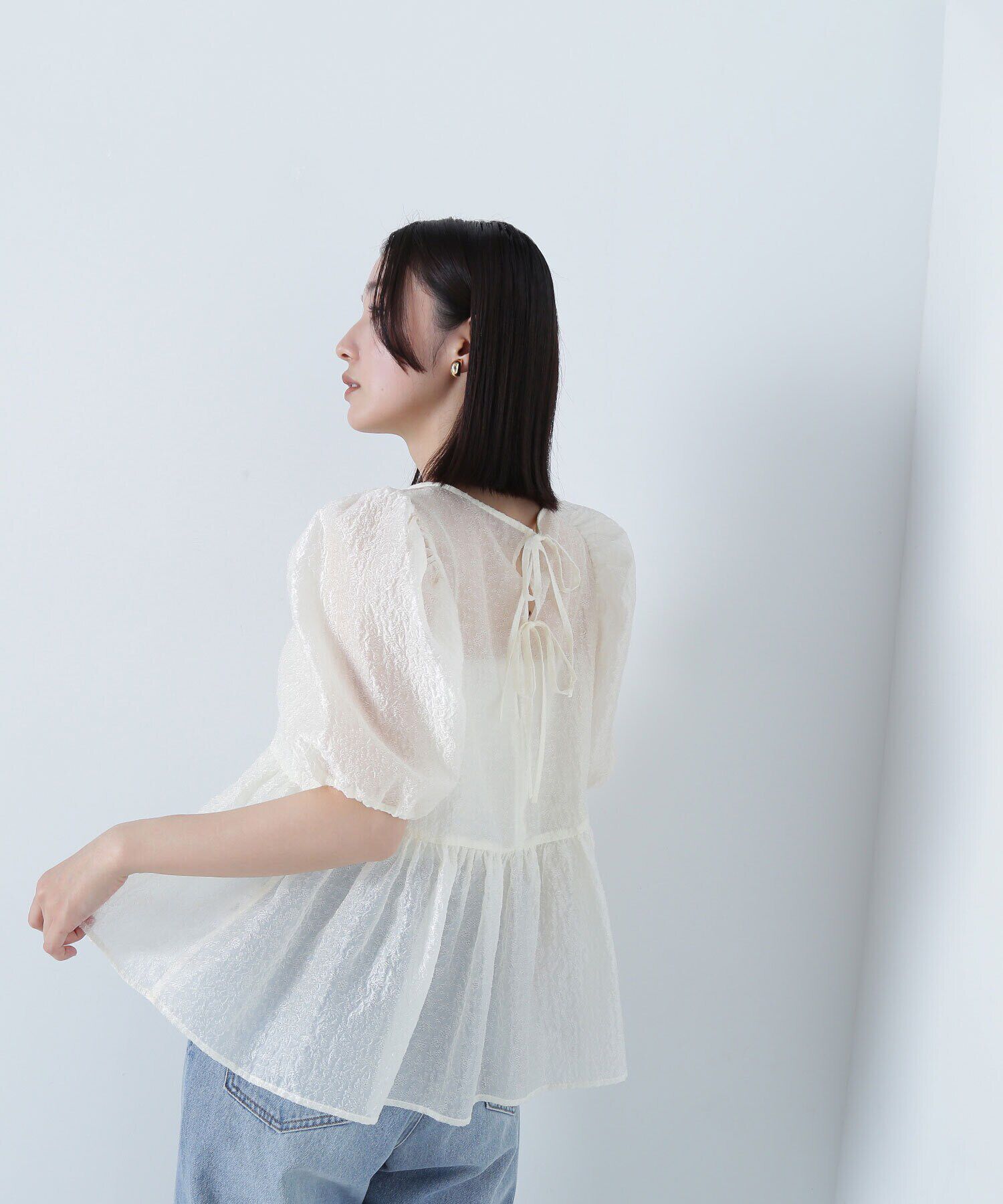  「シアージャガードペプラムブラウス」|シャツ・ブラウス|