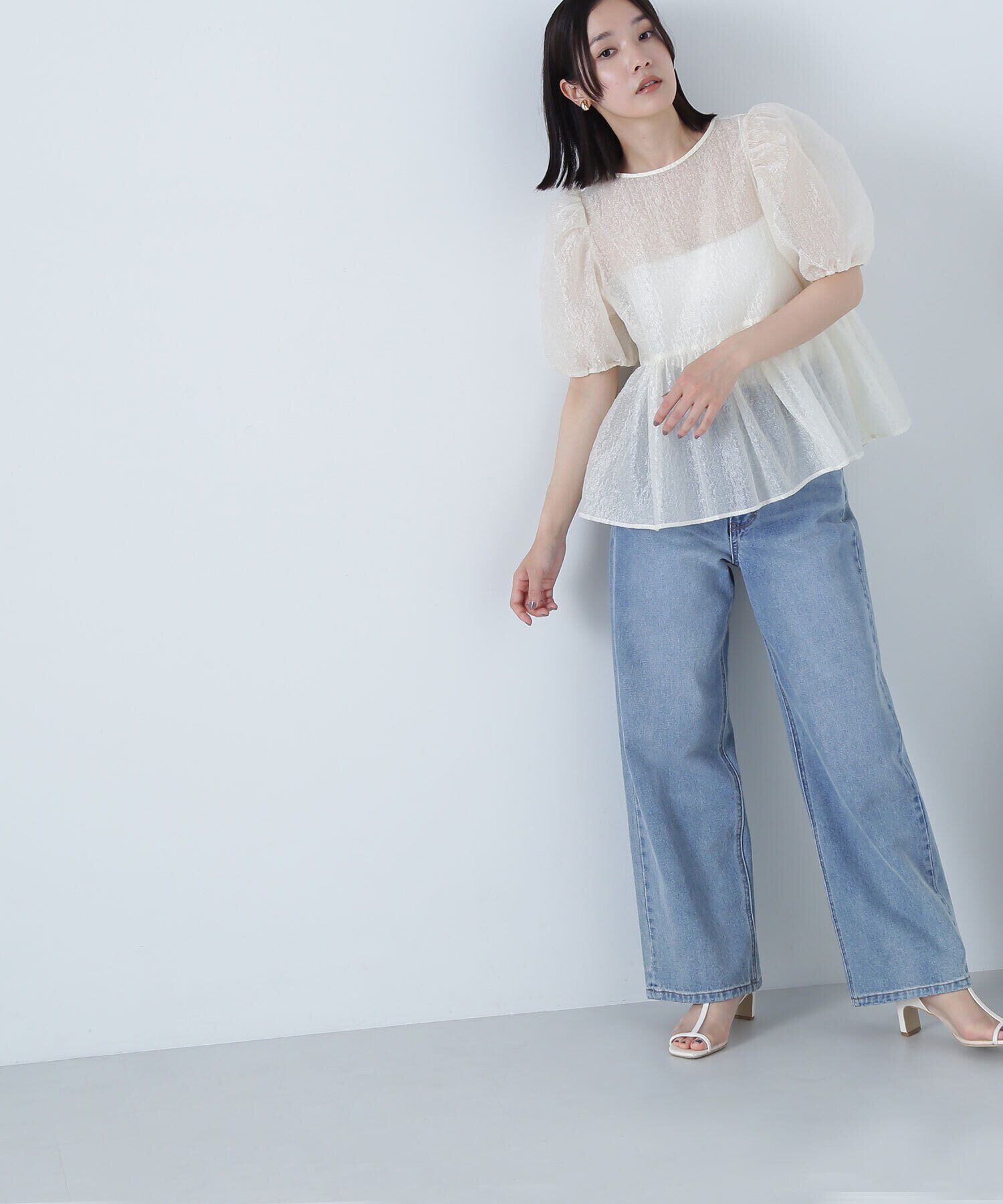  「シアージャガードペプラムブラウス」|シャツ・ブラウス|