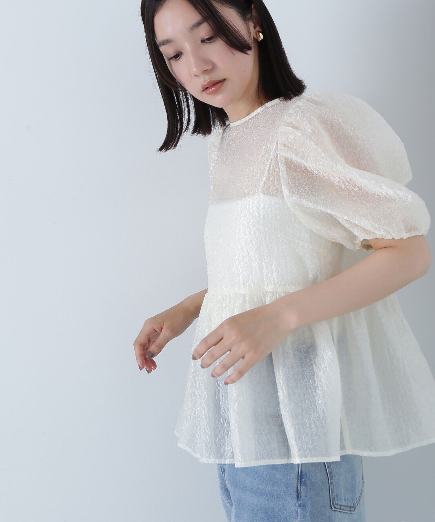  「シアージャガードペプラムブラウス」|シャツ・ブラウス|