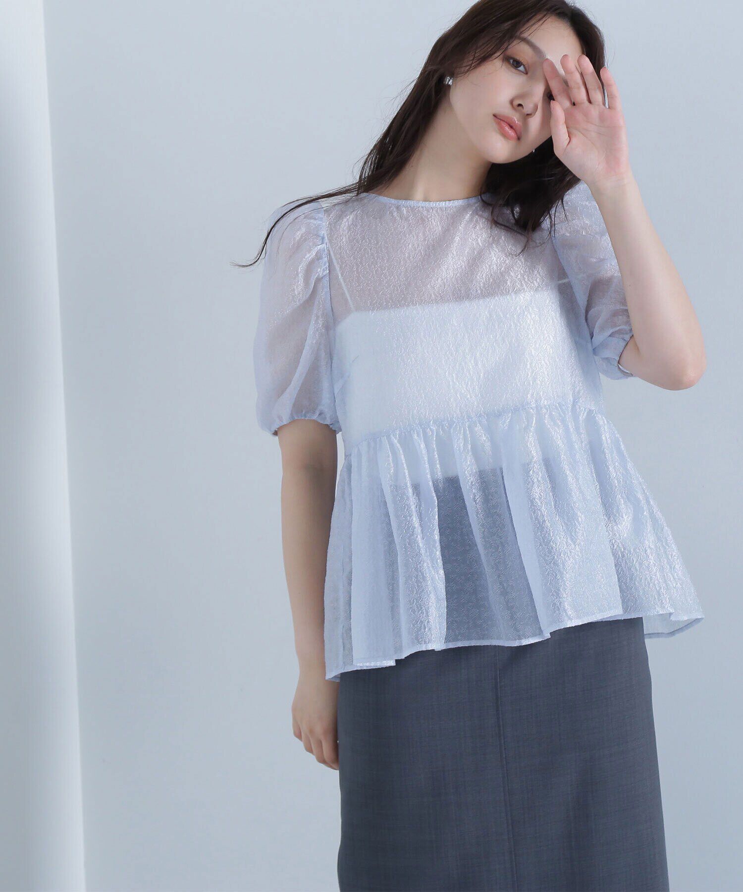  「シアージャガードペプラムブラウス」|シャツ・ブラウス|