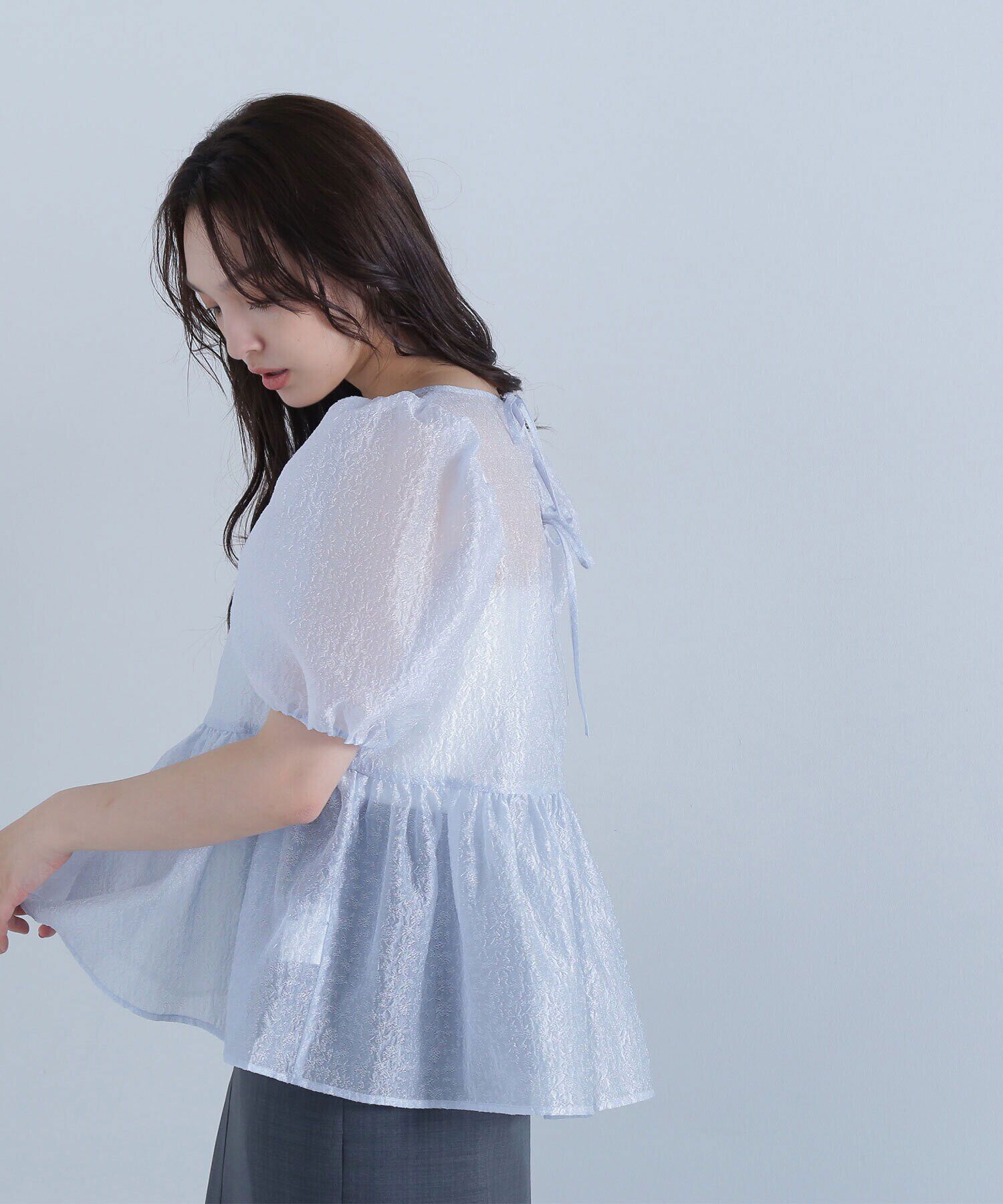  「シアージャガードペプラムブラウス」|シャツ・ブラウス|