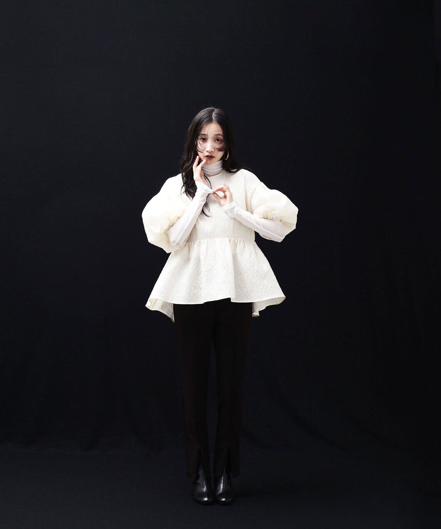  「バックシャンジャガードペプラムブラウス」|シャツ・ブラウス|