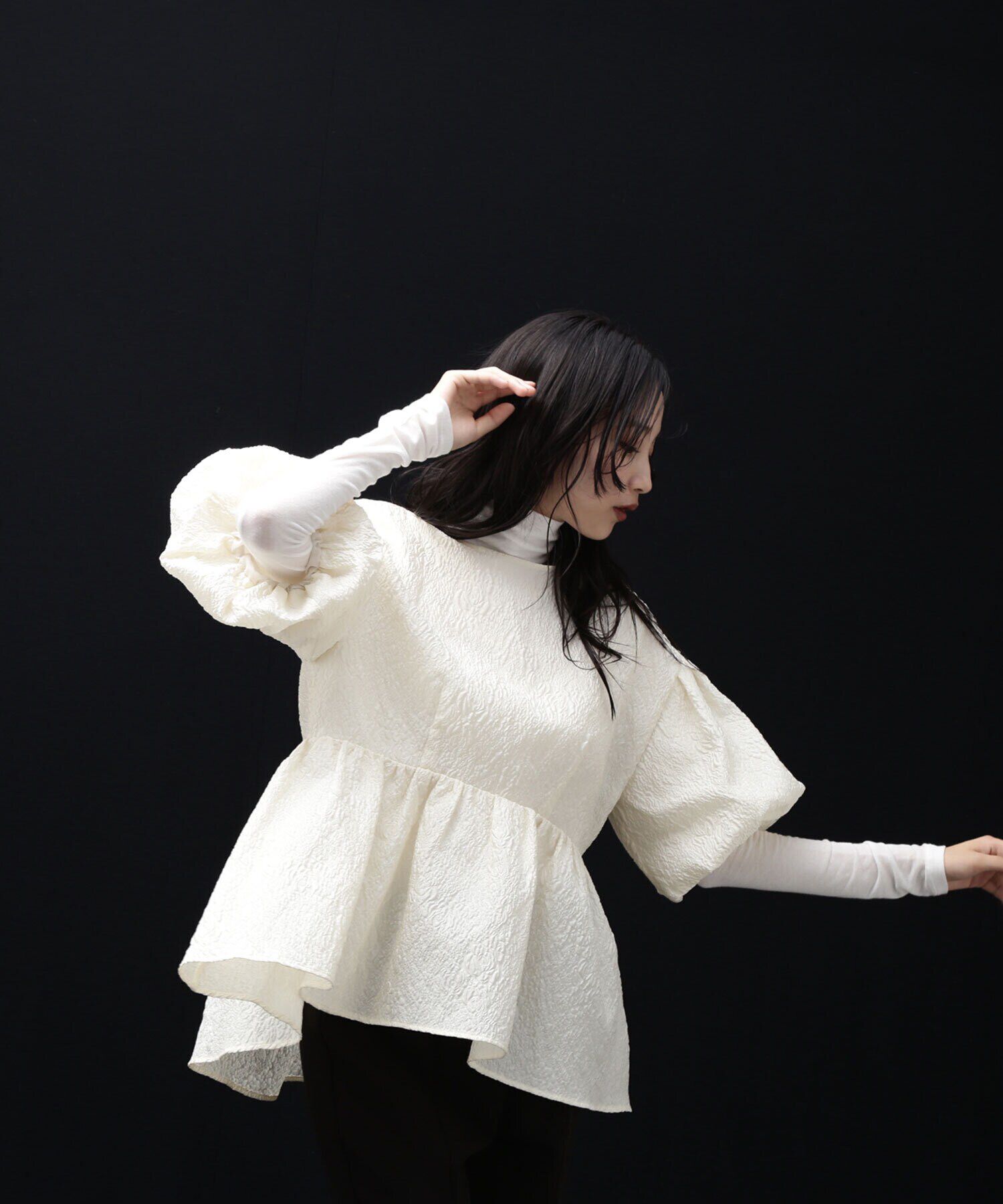  「バックシャンジャガードペプラムブラウス」|シャツ・ブラウス|