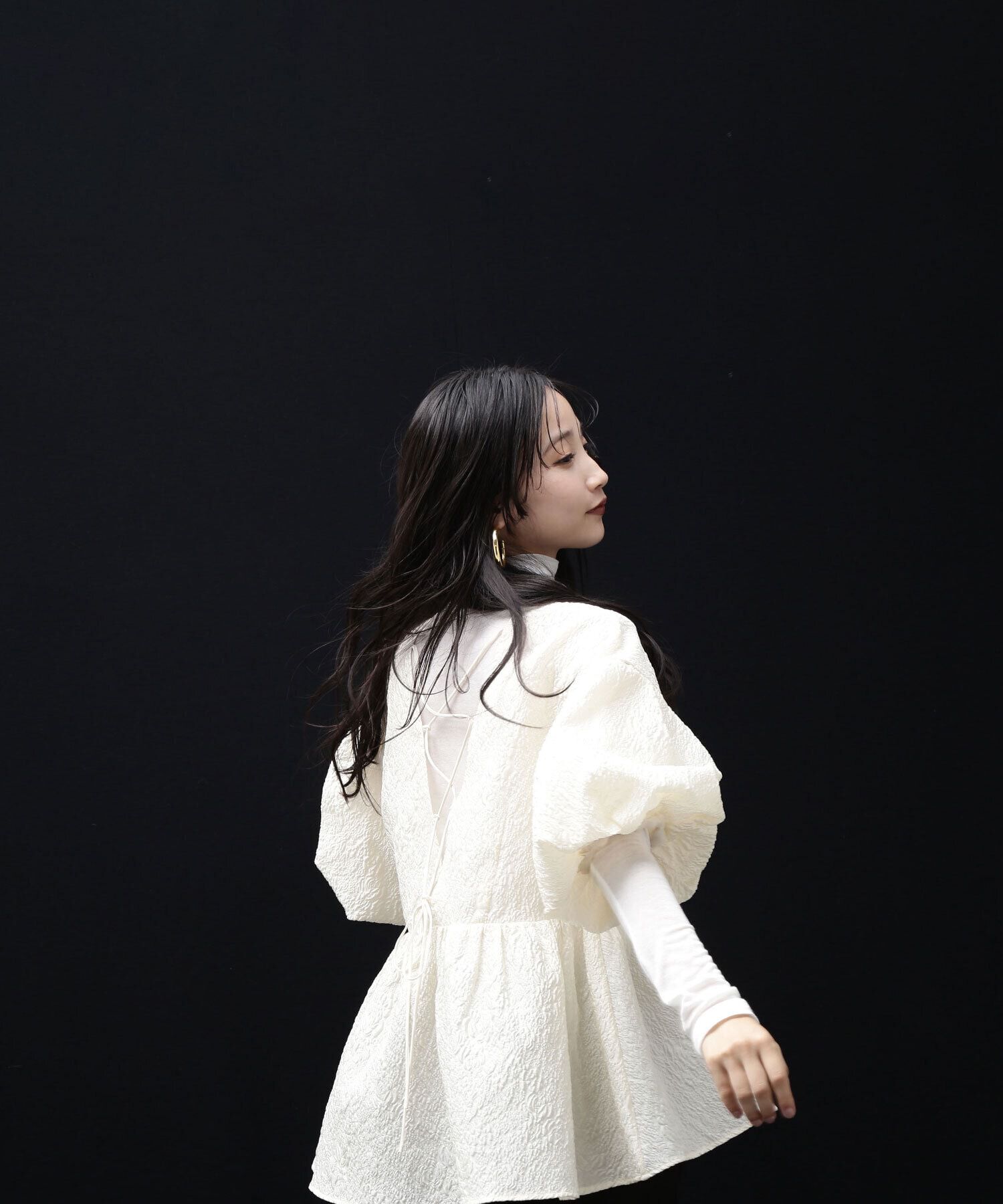  「バックシャンジャガードペプラムブラウス」|シャツ・ブラウス|