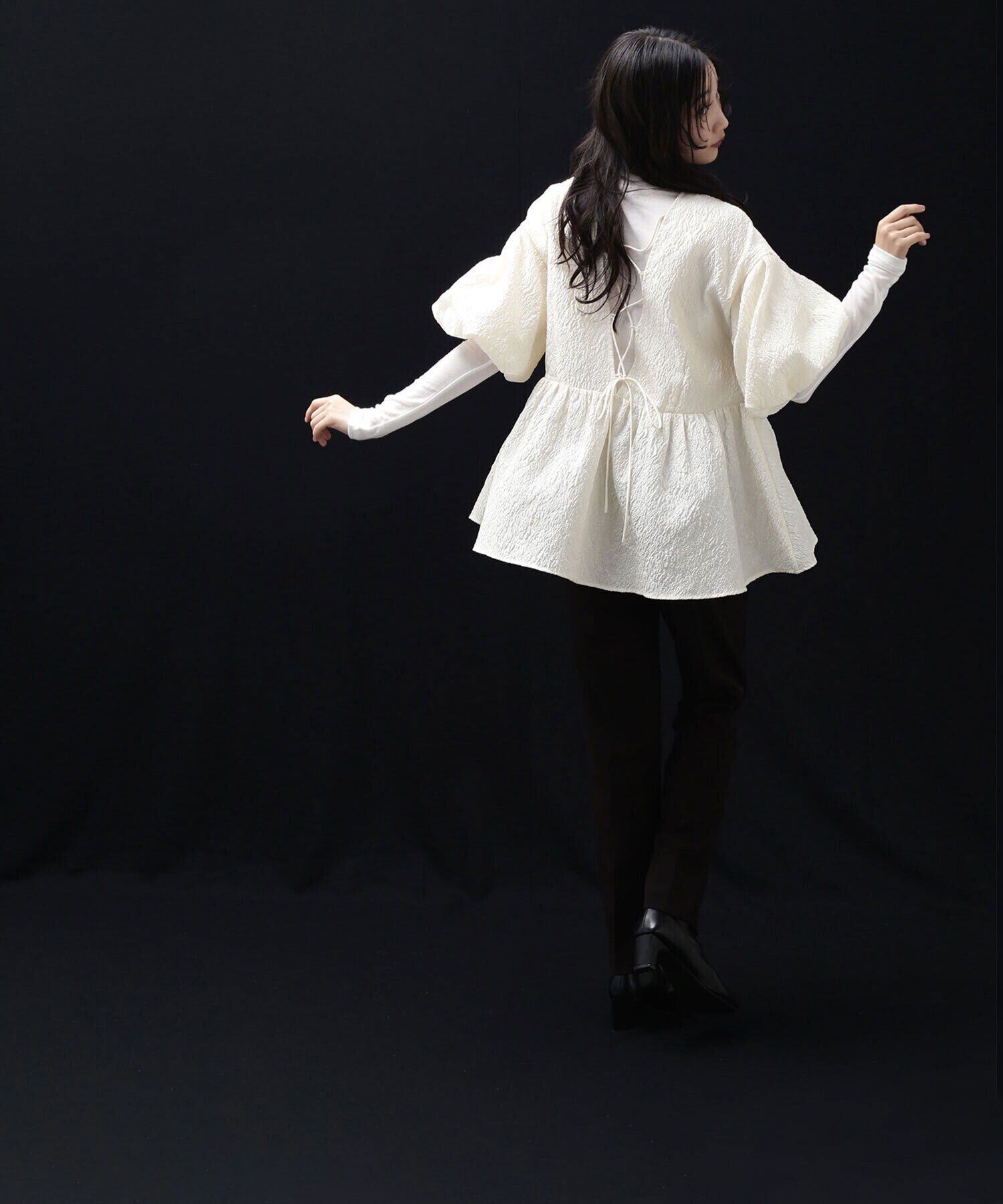  「バックシャンジャガードペプラムブラウス」|シャツ・ブラウス|