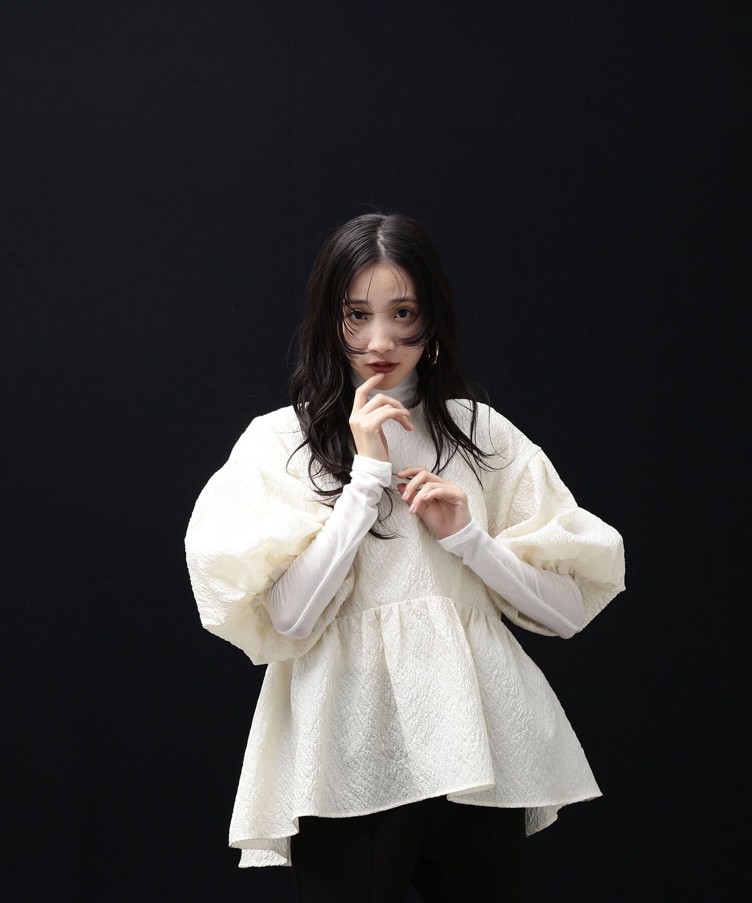  「バックシャンジャガードペプラムブラウス」|シャツ・ブラウス|