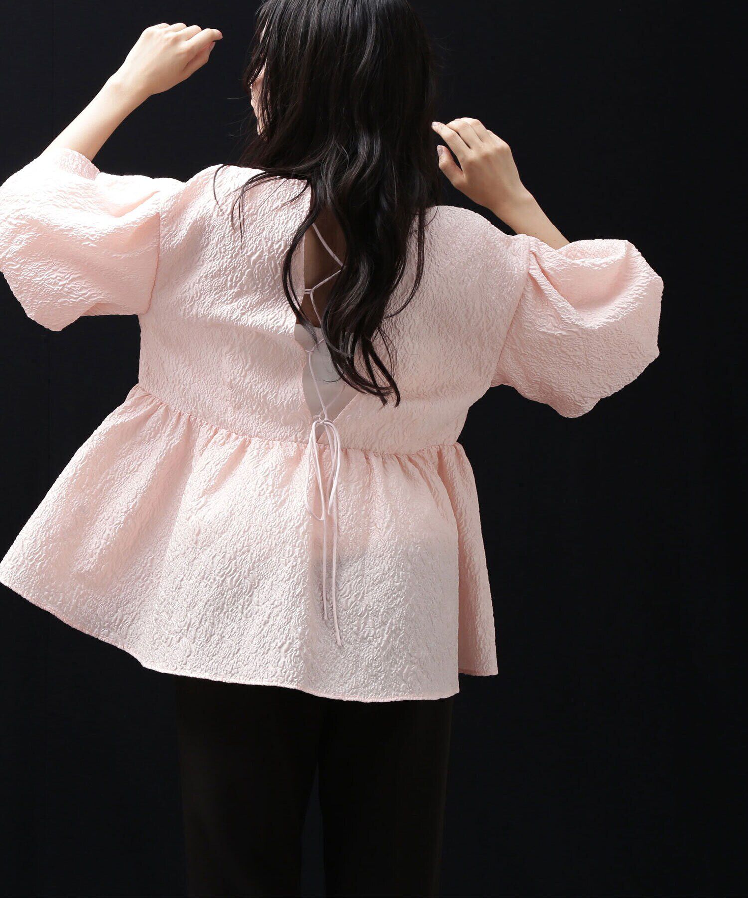  「バックシャンジャガードペプラムブラウス」|シャツ・ブラウス|