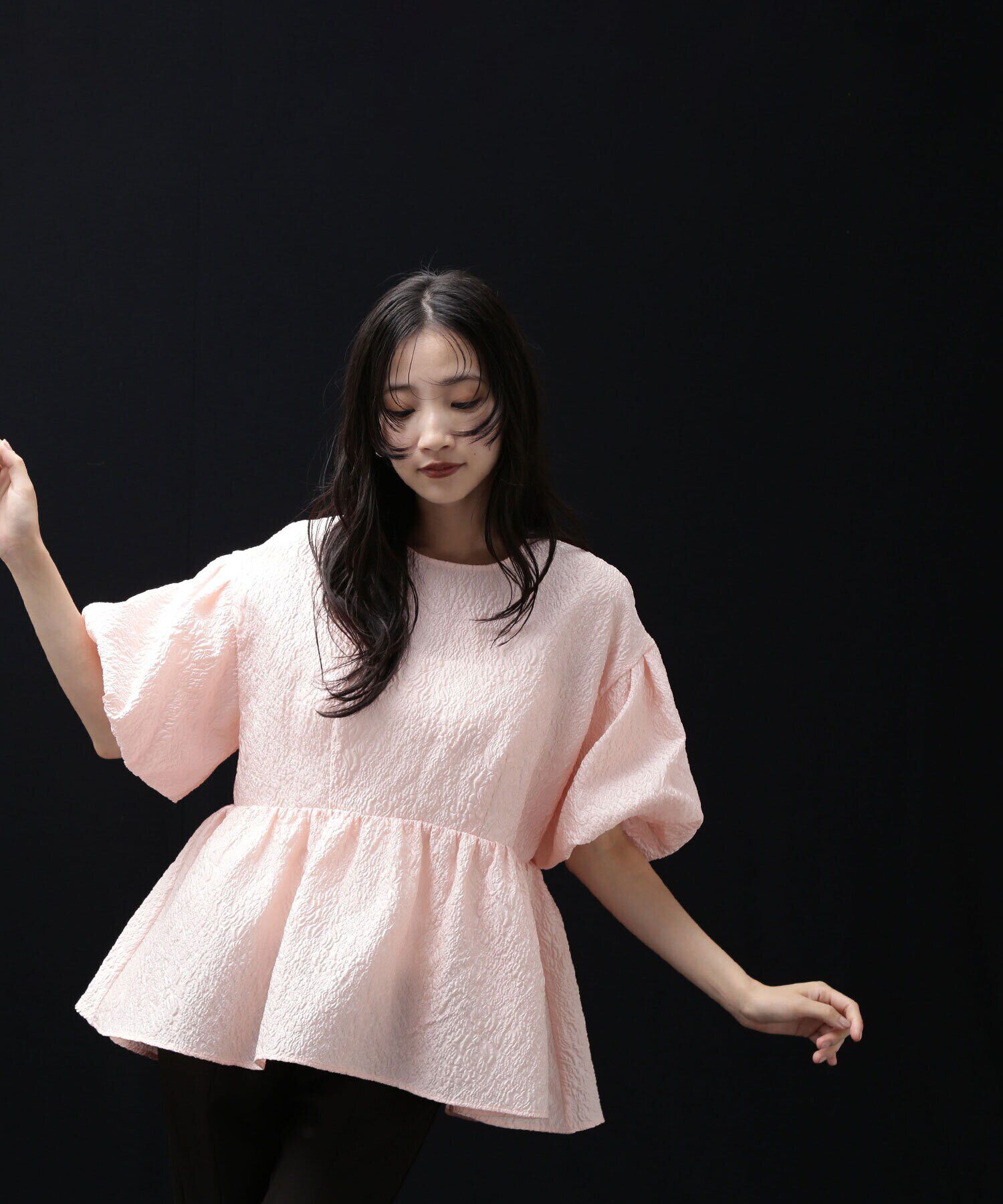  「バックシャンジャガードペプラムブラウス」|シャツ・ブラウス|