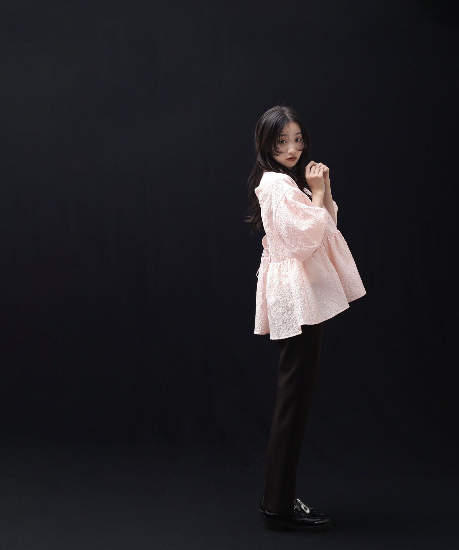  「バックシャンジャガードペプラムブラウス」|シャツ・ブラウス|