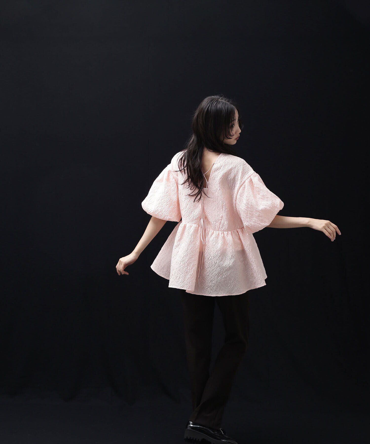  「バックシャンジャガードペプラムブラウス」|シャツ・ブラウス|