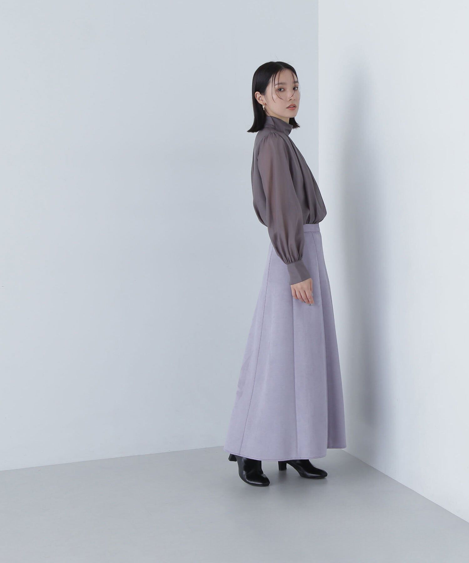  「ハイネックボリュームシアーブラウス」|シャツ・ブラウス|