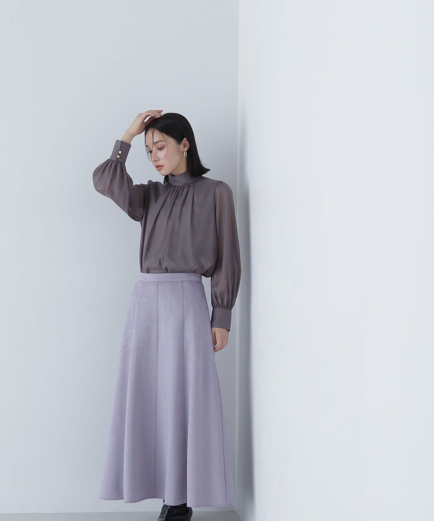  「ハイネックボリュームシアーブラウス」|シャツ・ブラウス|