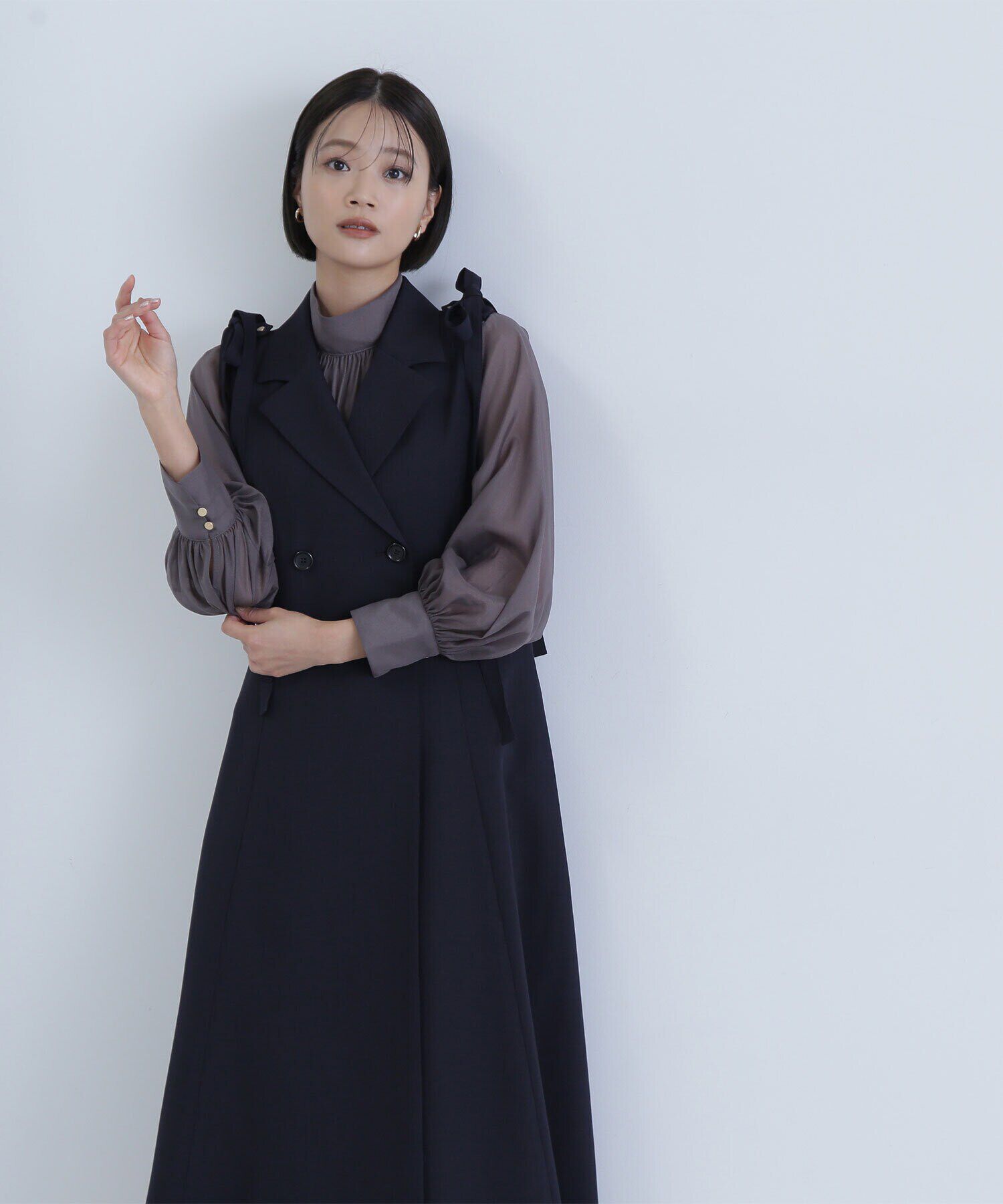  「ハイネックボリュームシアーブラウス」|シャツ・ブラウス|