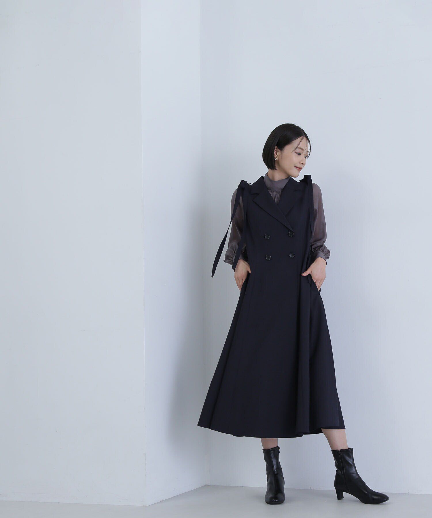  「ハイネックボリュームシアーブラウス」|シャツ・ブラウス|