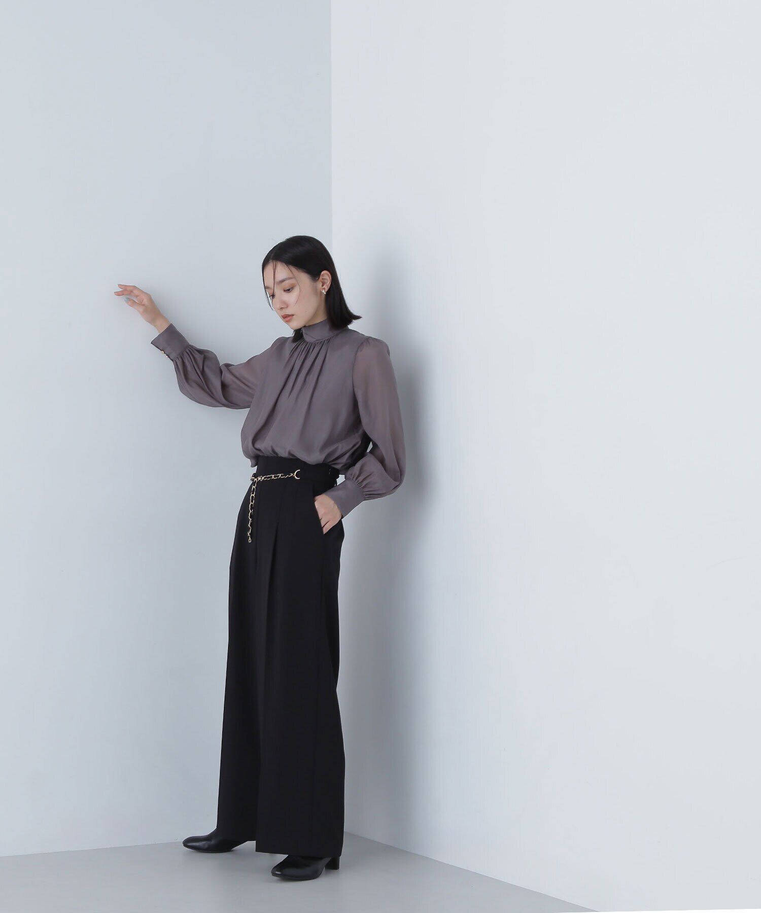  「ハイネックボリュームシアーブラウス」|シャツ・ブラウス|