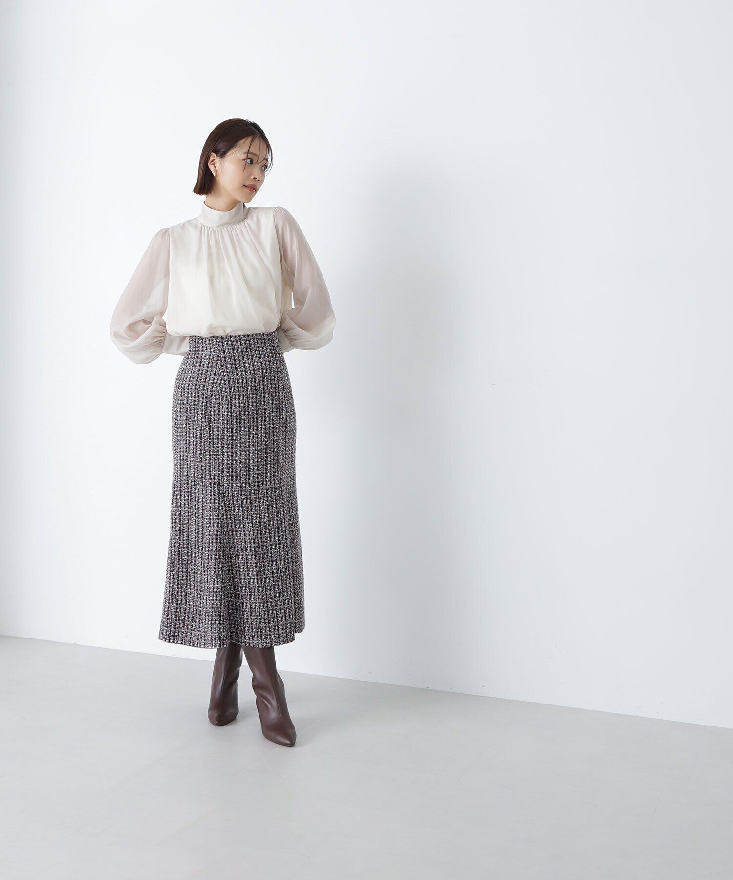  「ハイネックボリュームシアーブラウス」|シャツ・ブラウス|