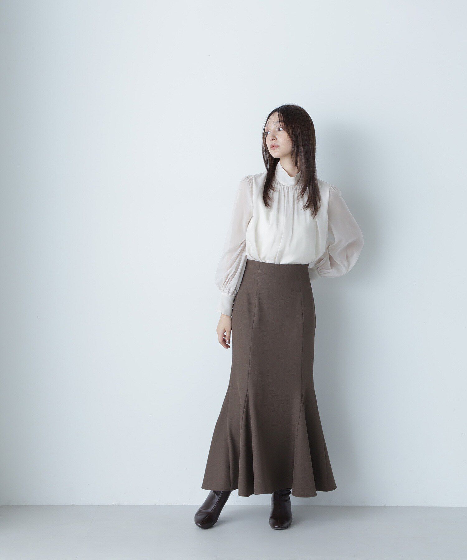  「ハイネックボリュームシアーブラウス」|シャツ・ブラウス|