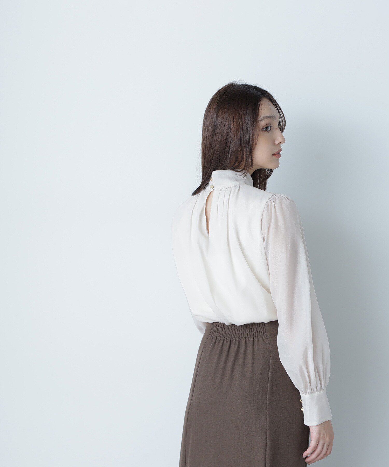  「ハイネックボリュームシアーブラウス」|シャツ・ブラウス|