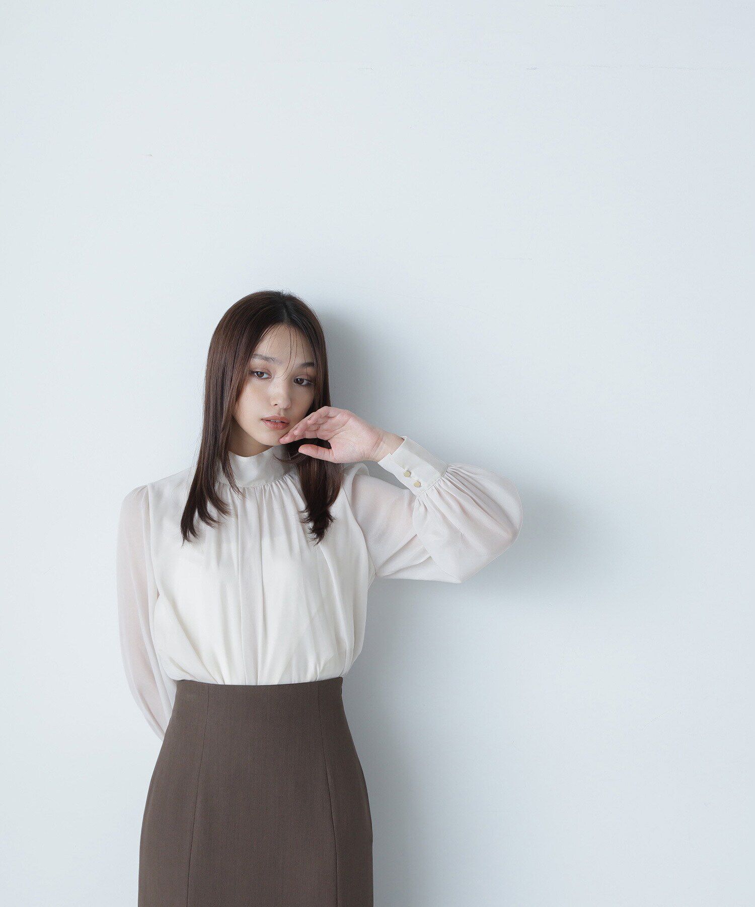  「ハイネックボリュームシアーブラウス」|シャツ・ブラウス|