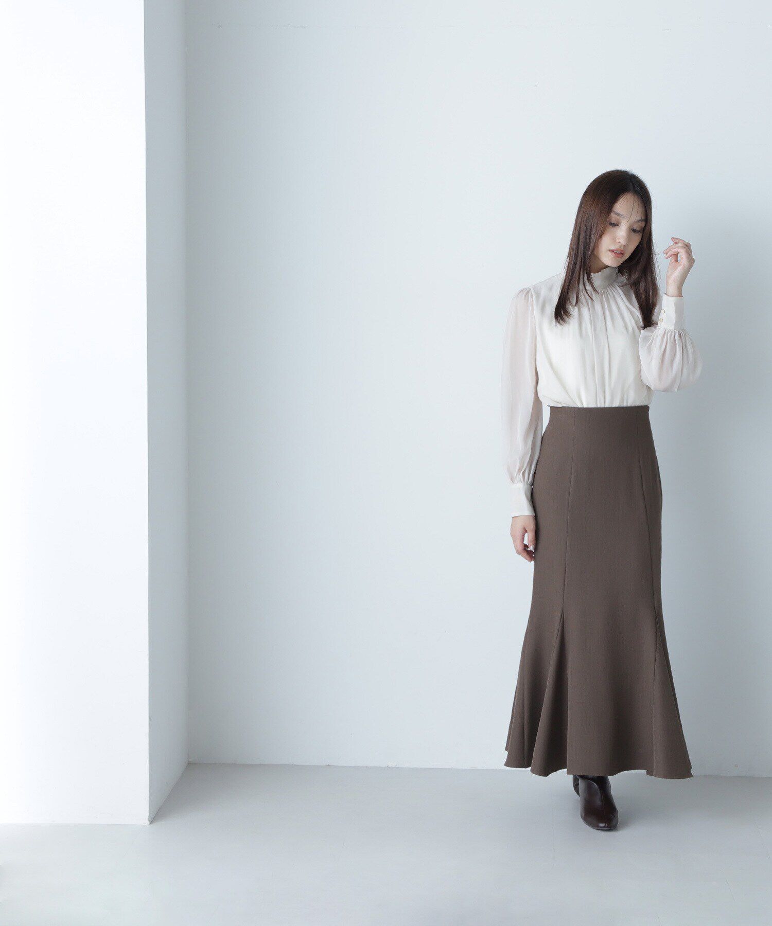  「ハイネックボリュームシアーブラウス」|シャツ・ブラウス|