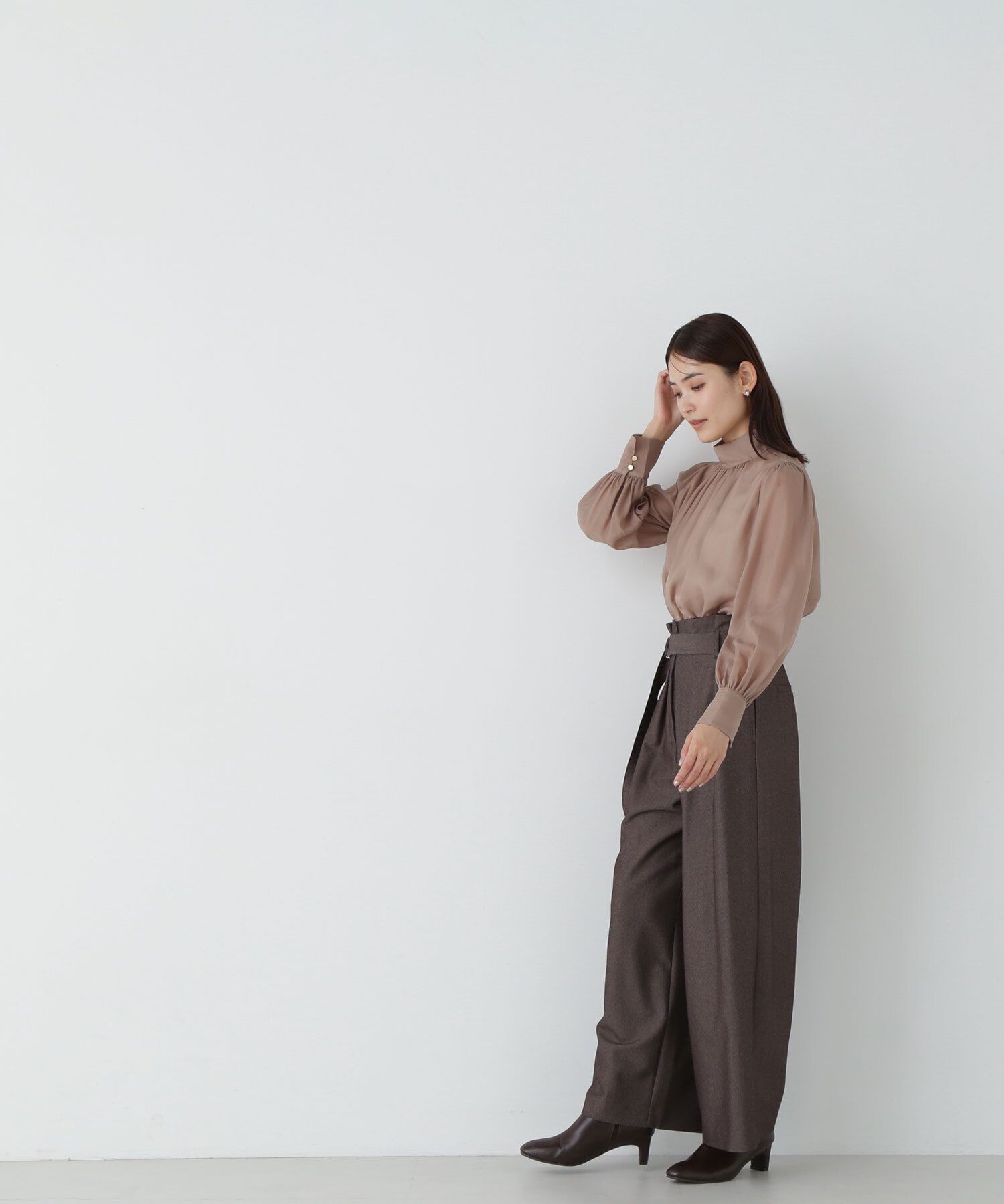  「ハイネックボリュームシアーブラウス」|シャツ・ブラウス|