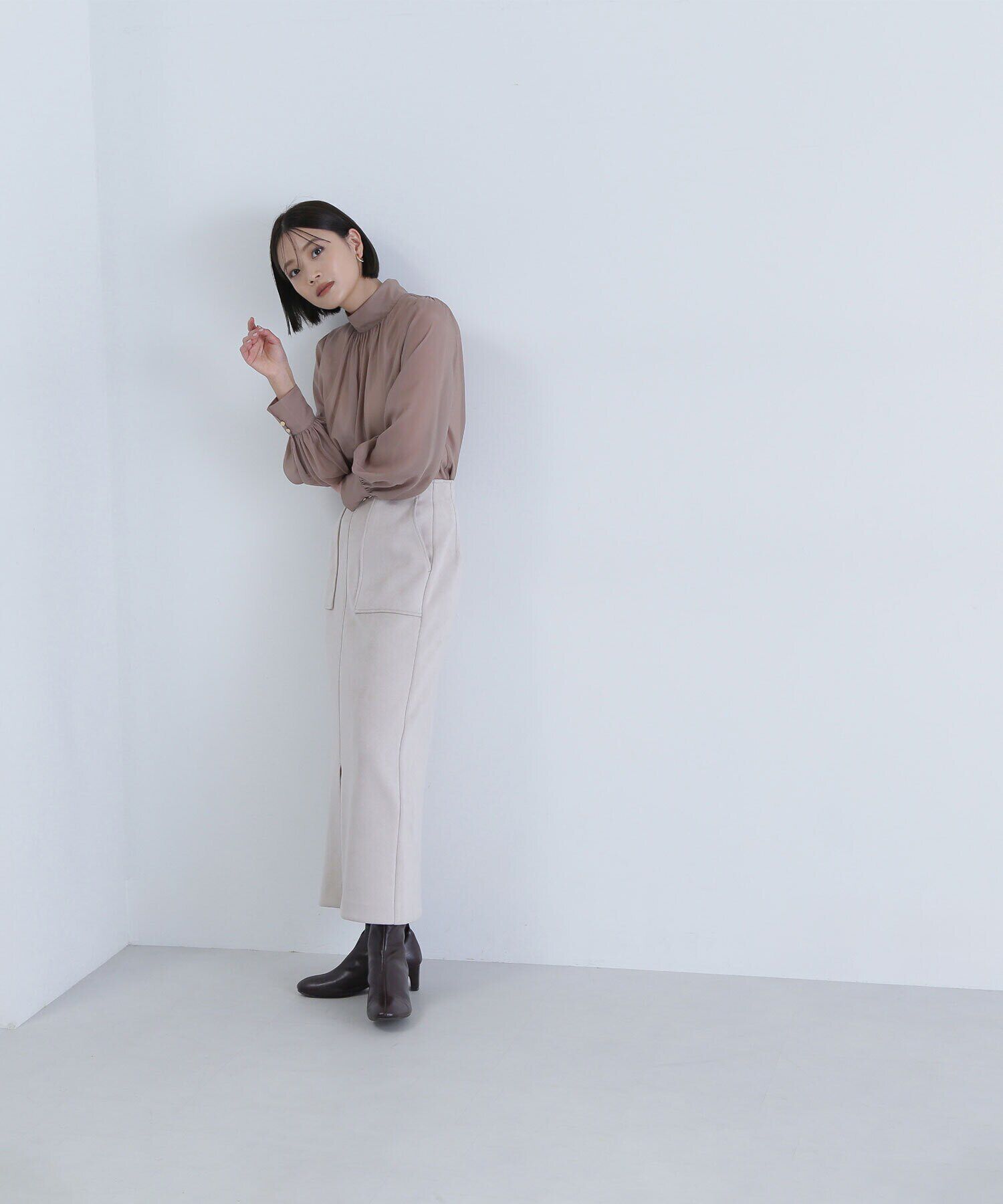  「ハイネックボリュームシアーブラウス」|シャツ・ブラウス|