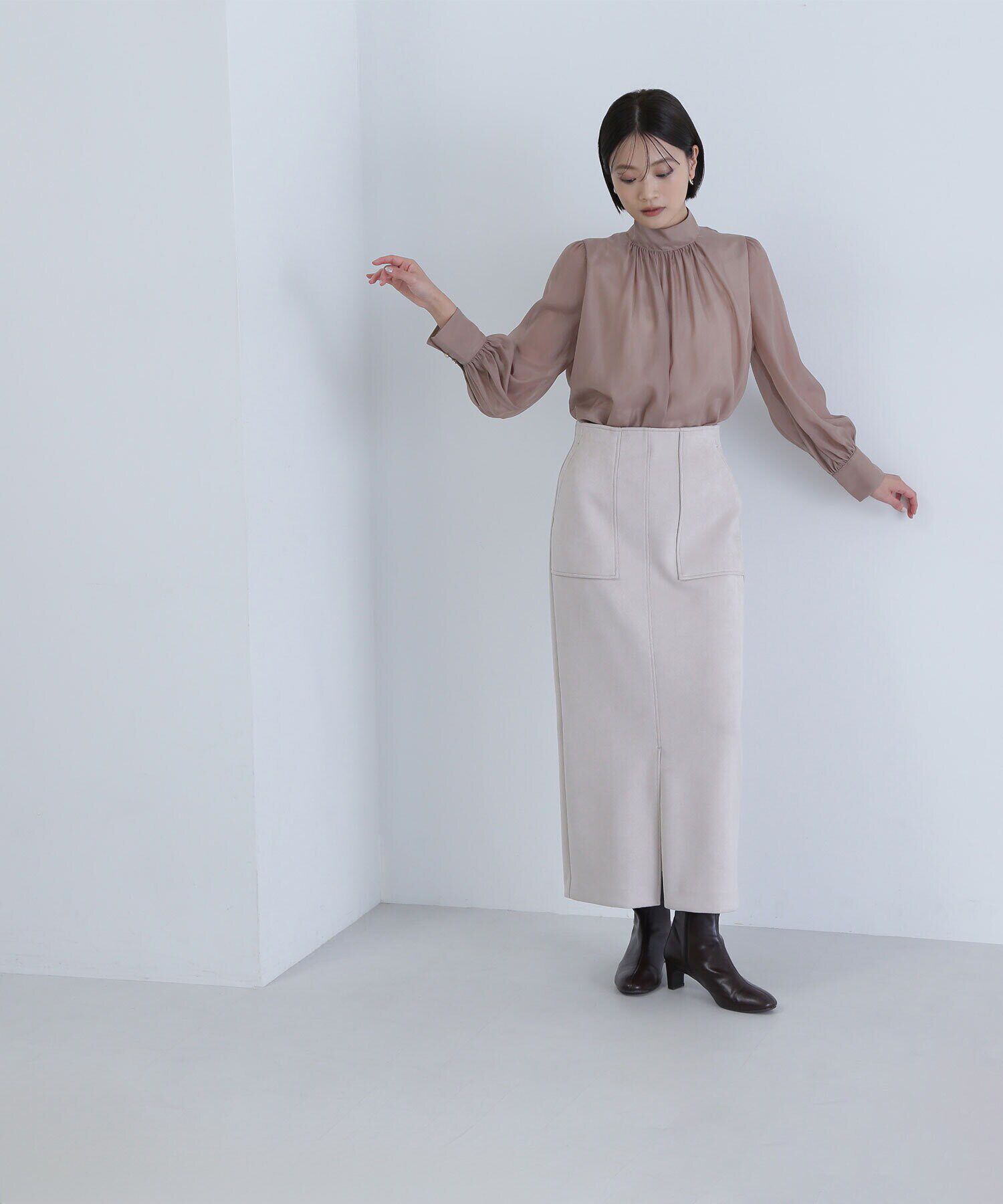  「ハイネックボリュームシアーブラウス」|シャツ・ブラウス|