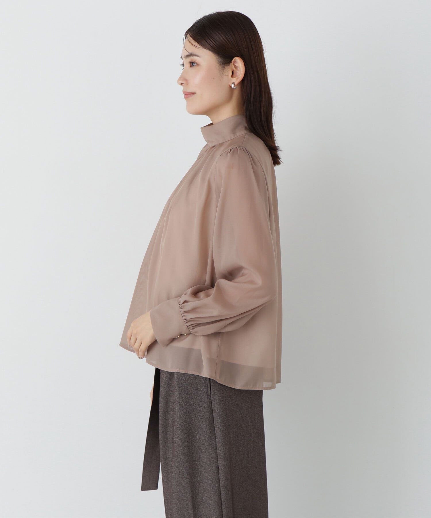  「ハイネックボリュームシアーブラウス」|シャツ・ブラウス|