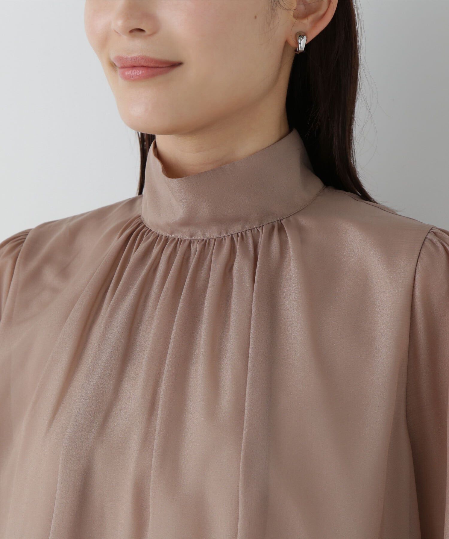  「ハイネックボリュームシアーブラウス」|シャツ・ブラウス|